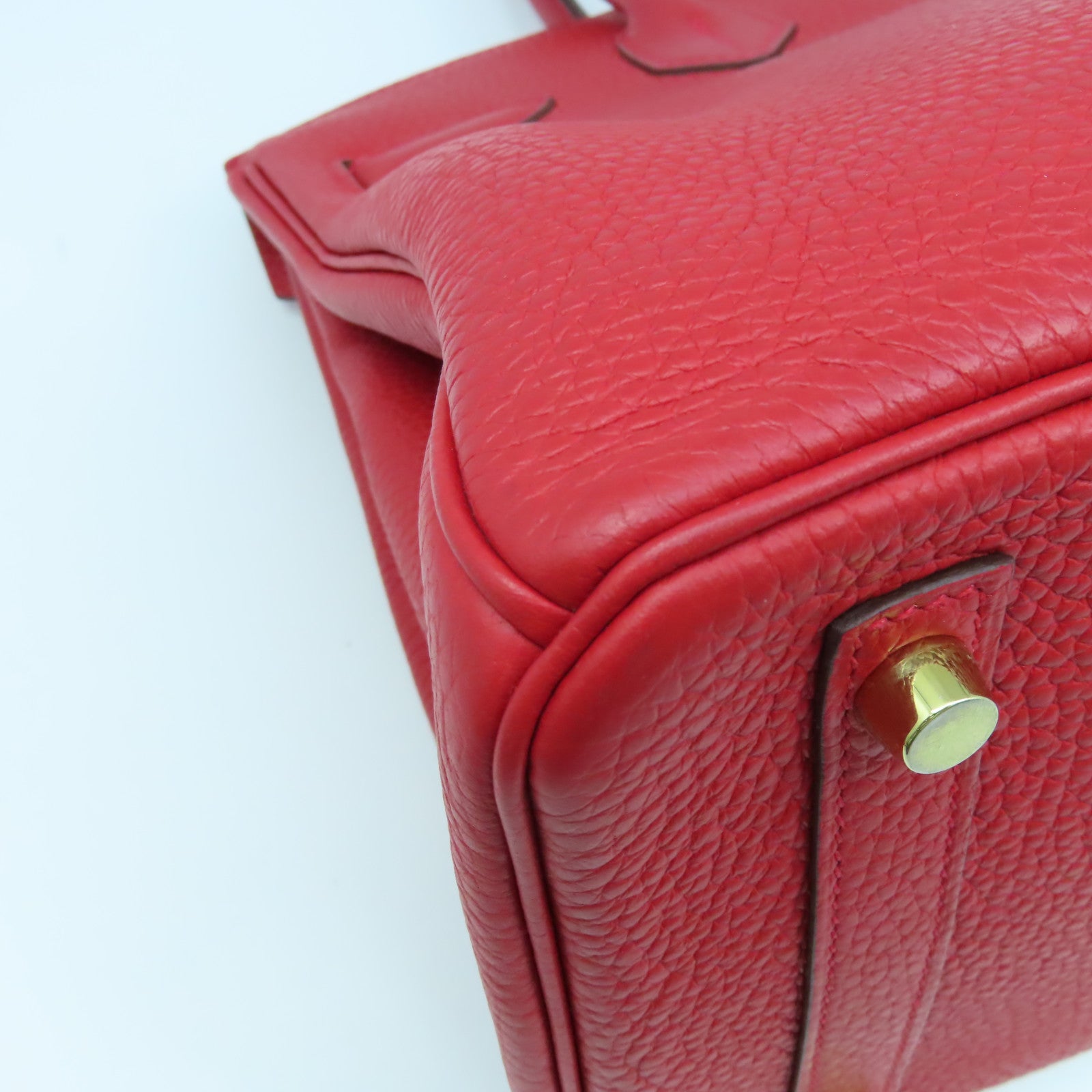 HERMES Togo皮革Birkin 30金扣手挽袋鮮紅色