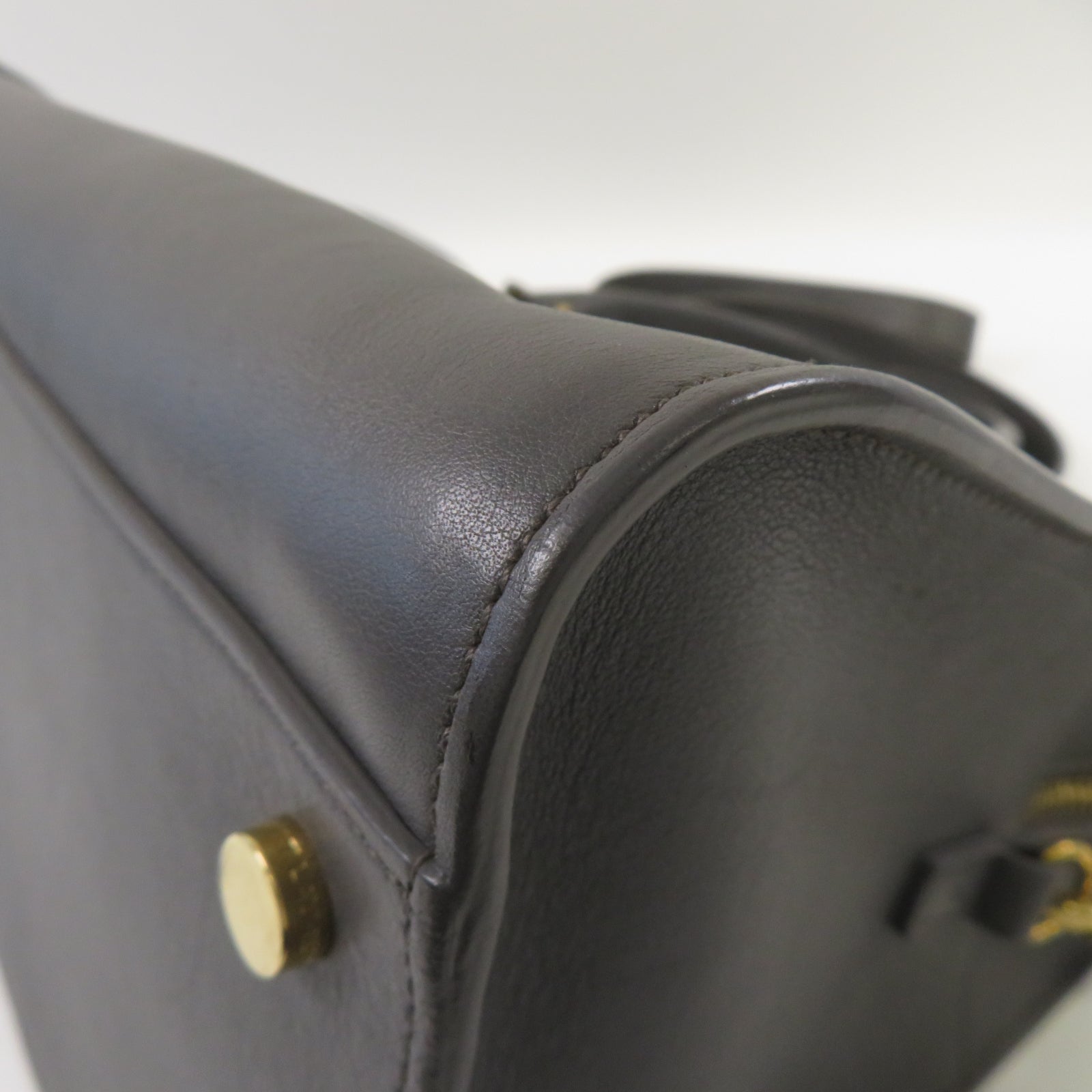 SAINT LAURENT 牛皮皮革2 Way Shoulder金扣手挽肩背兩用袋灰色