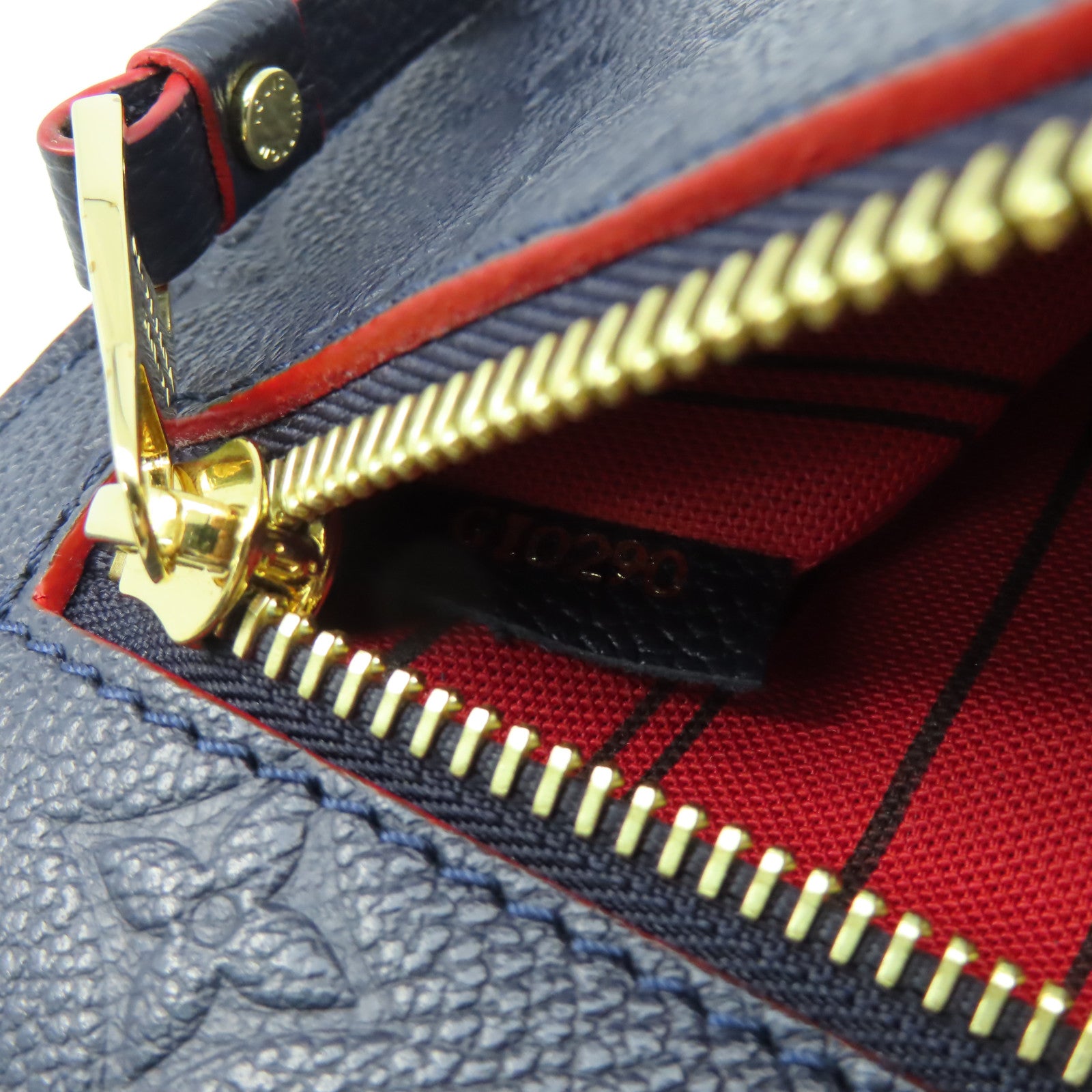 LOUIS VUITTON Monogram Empreinte Pochette Metis金扣手挽肩背兩用袋深藍色