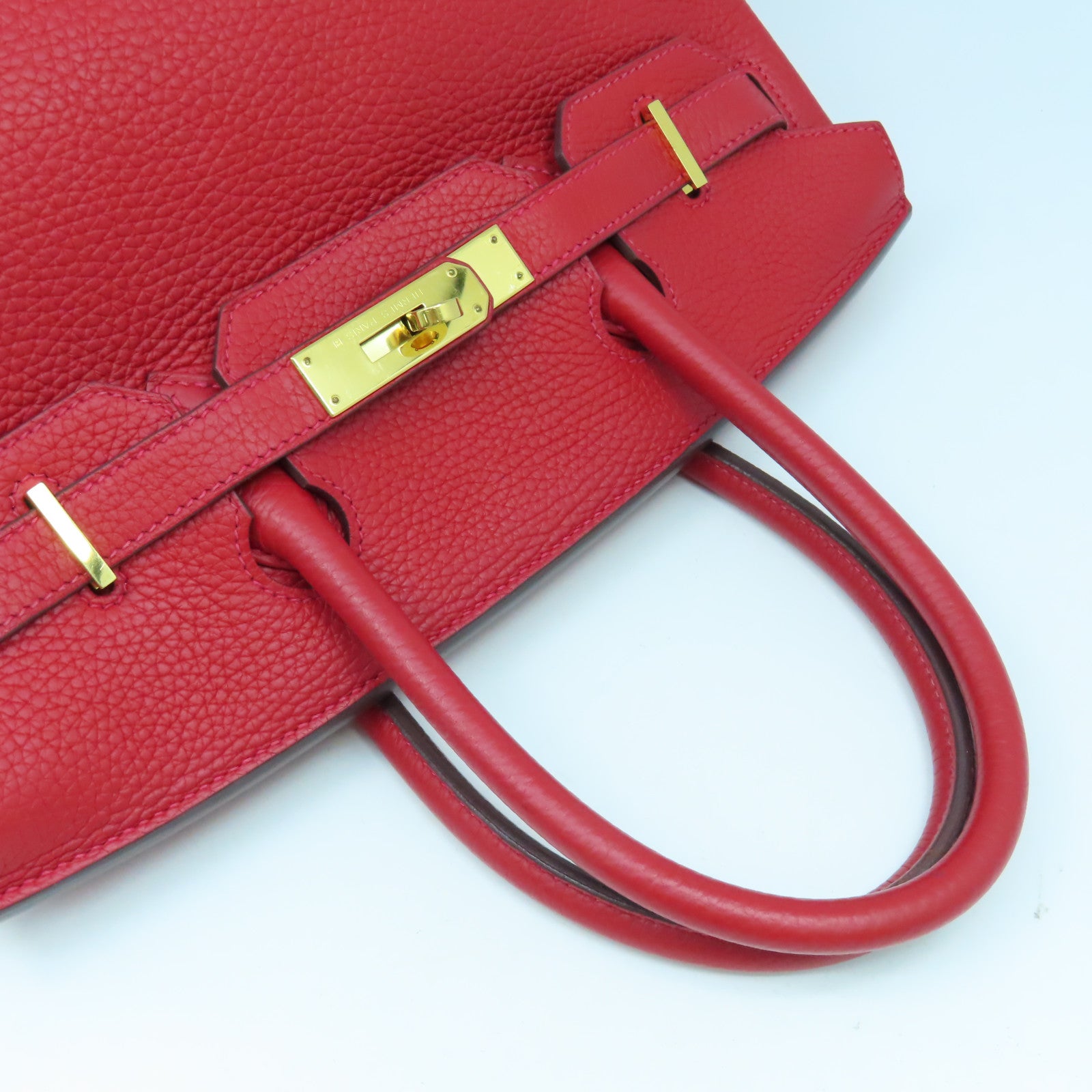 HERMES Togo皮革Birkin 30金扣手挽袋鮮紅色