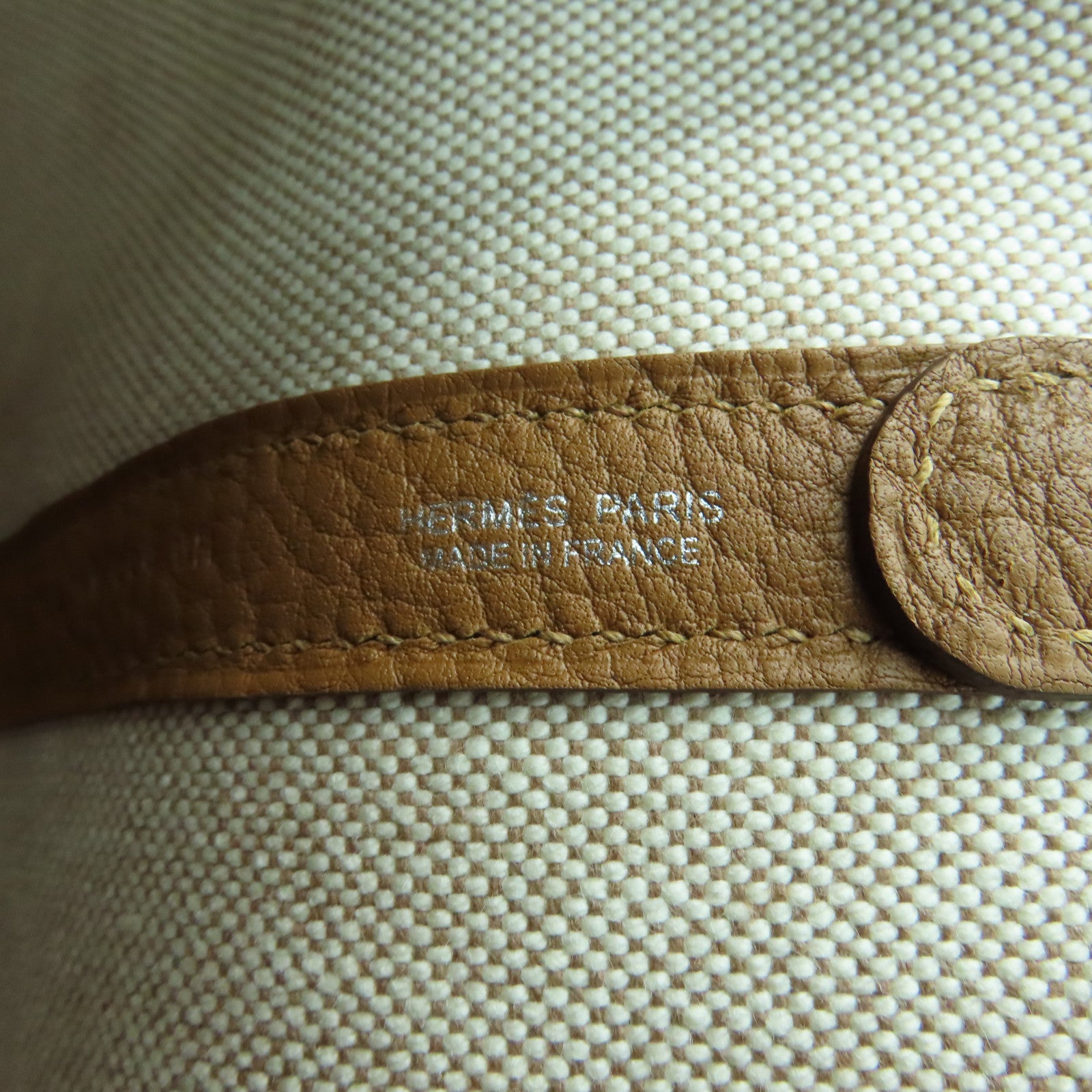 HERMES 帆布Garden Party 36银扣手挽袋Gold米色