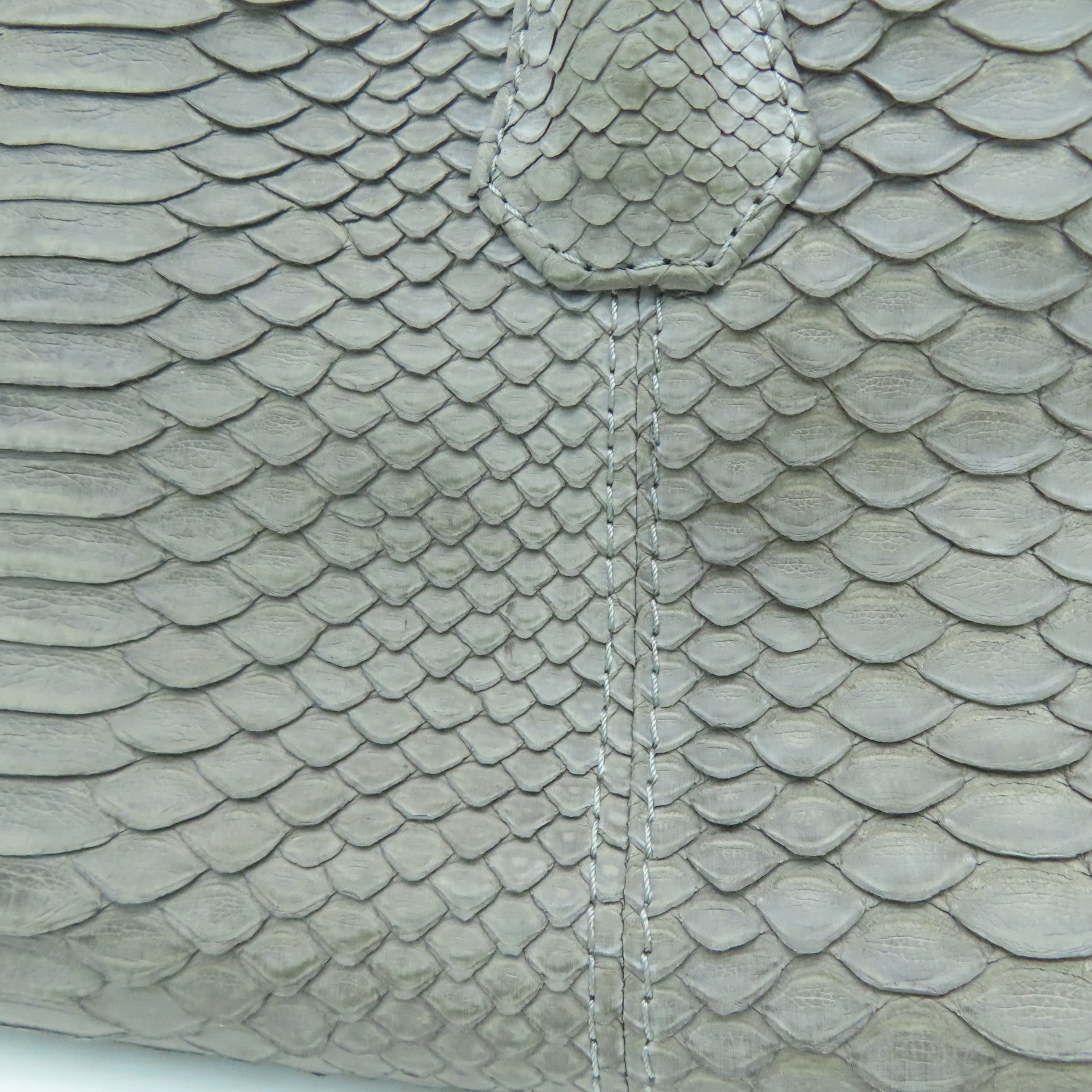 CHANEL [Sharp Discount] Snakeskin Leather Hand Bag Silver Buckle Hand Bag Gray