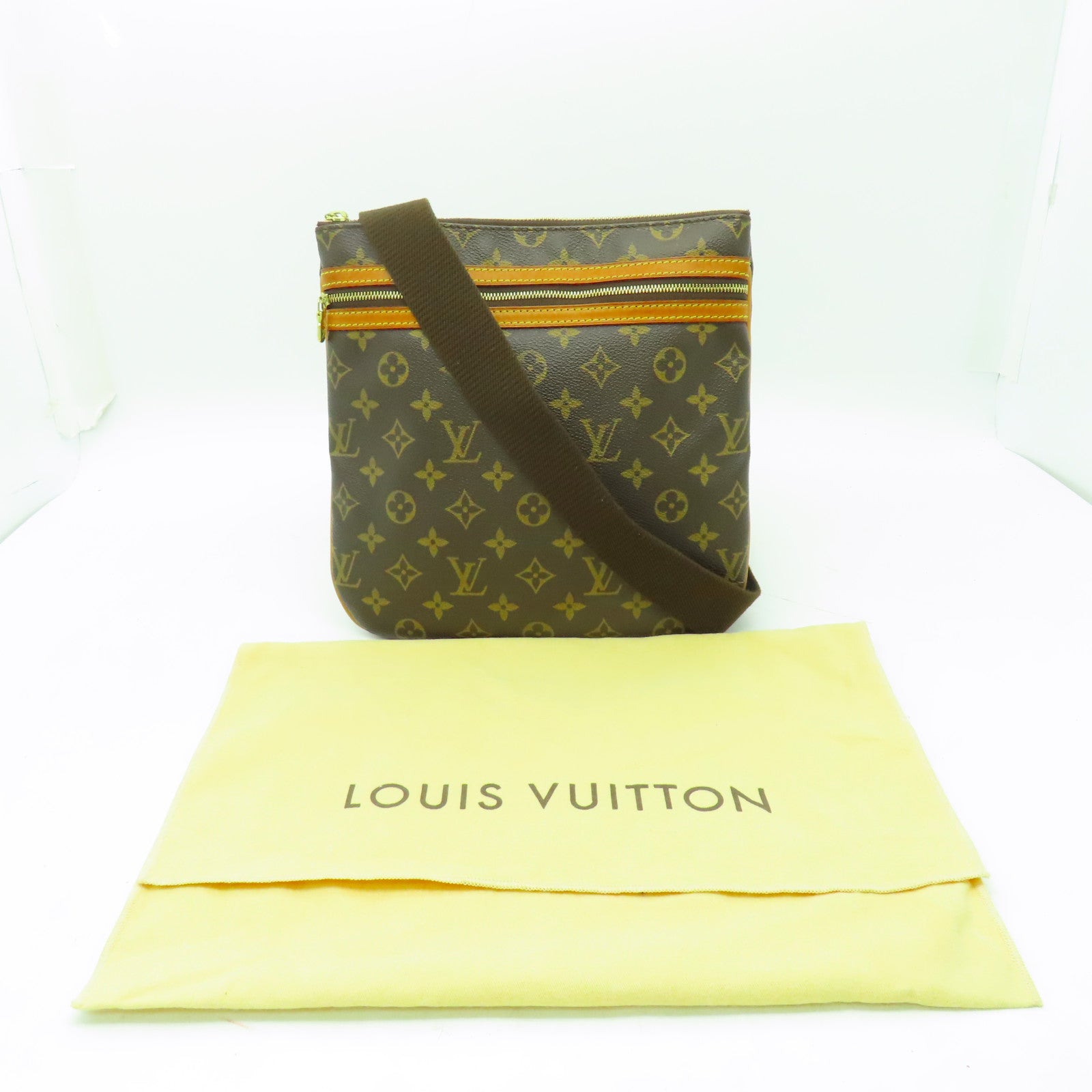 LOUIS VUITTON Monogram Pochette Bosphore金扣肩背袋啡色