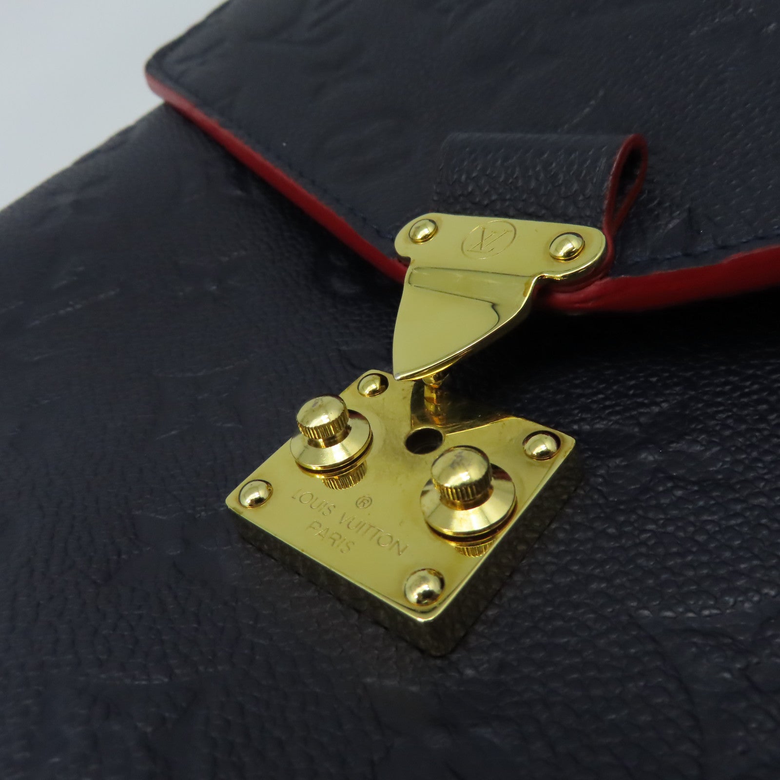 LOUIS VUITTON Monogram Empreinte Pochette Metis金扣手挽肩背兩用袋深藍色