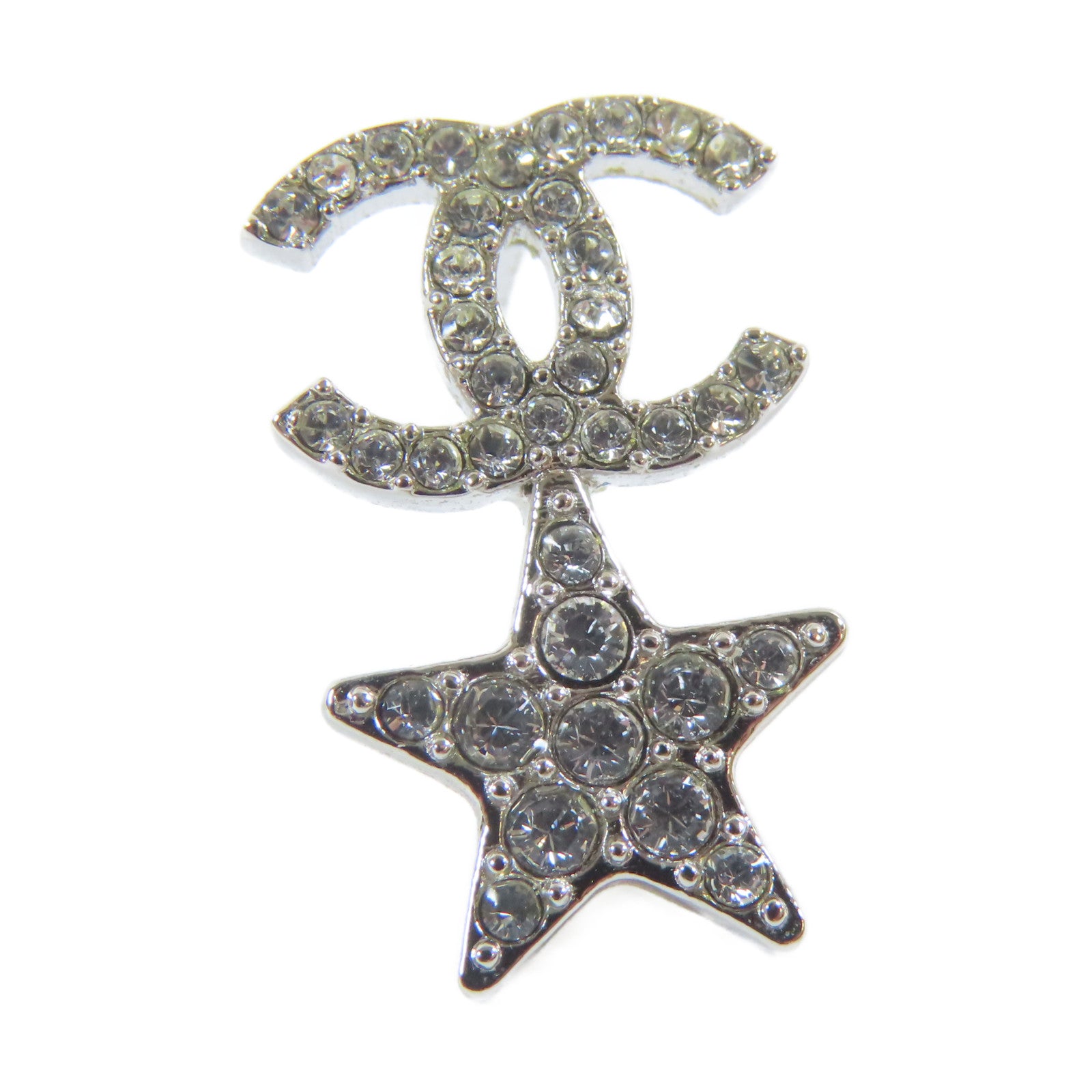 CHANEL 金屬/水晶Earrings耳環銀色