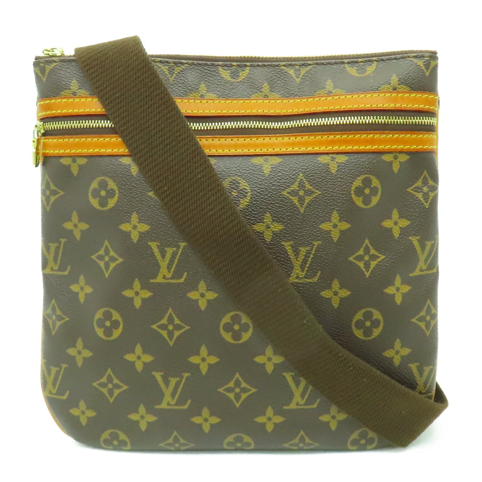 LOUIS VUITTON Monogram Pochette Bosphore金扣肩背袋啡色