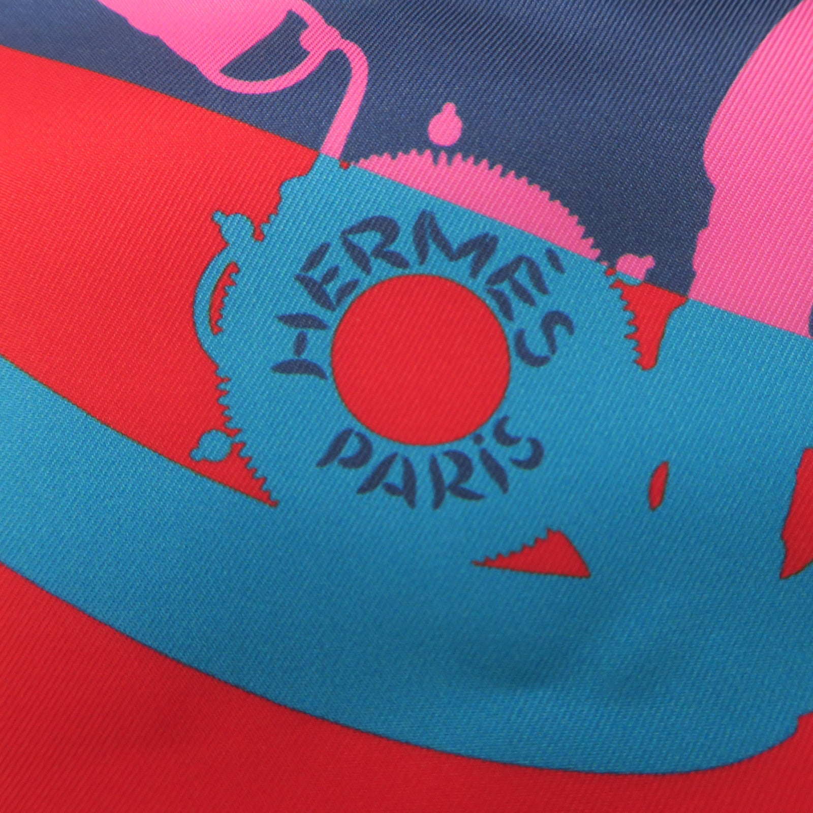 HERMES Silk Maxi Twilly Scarf Red/Blue/Pink
