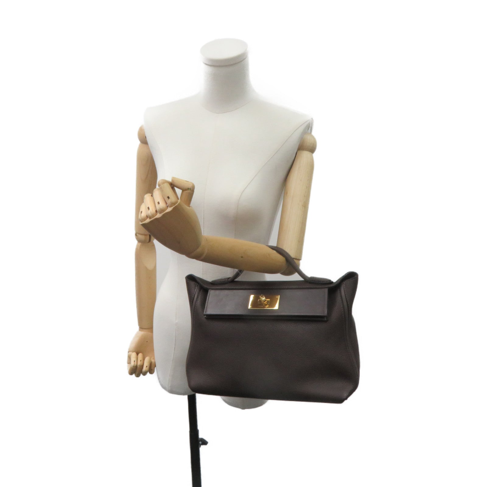 HERMES Togo皮革24/24 29cm 2Way Shoulder Bag金扣手挽肩背兩用袋Two Tone啡色