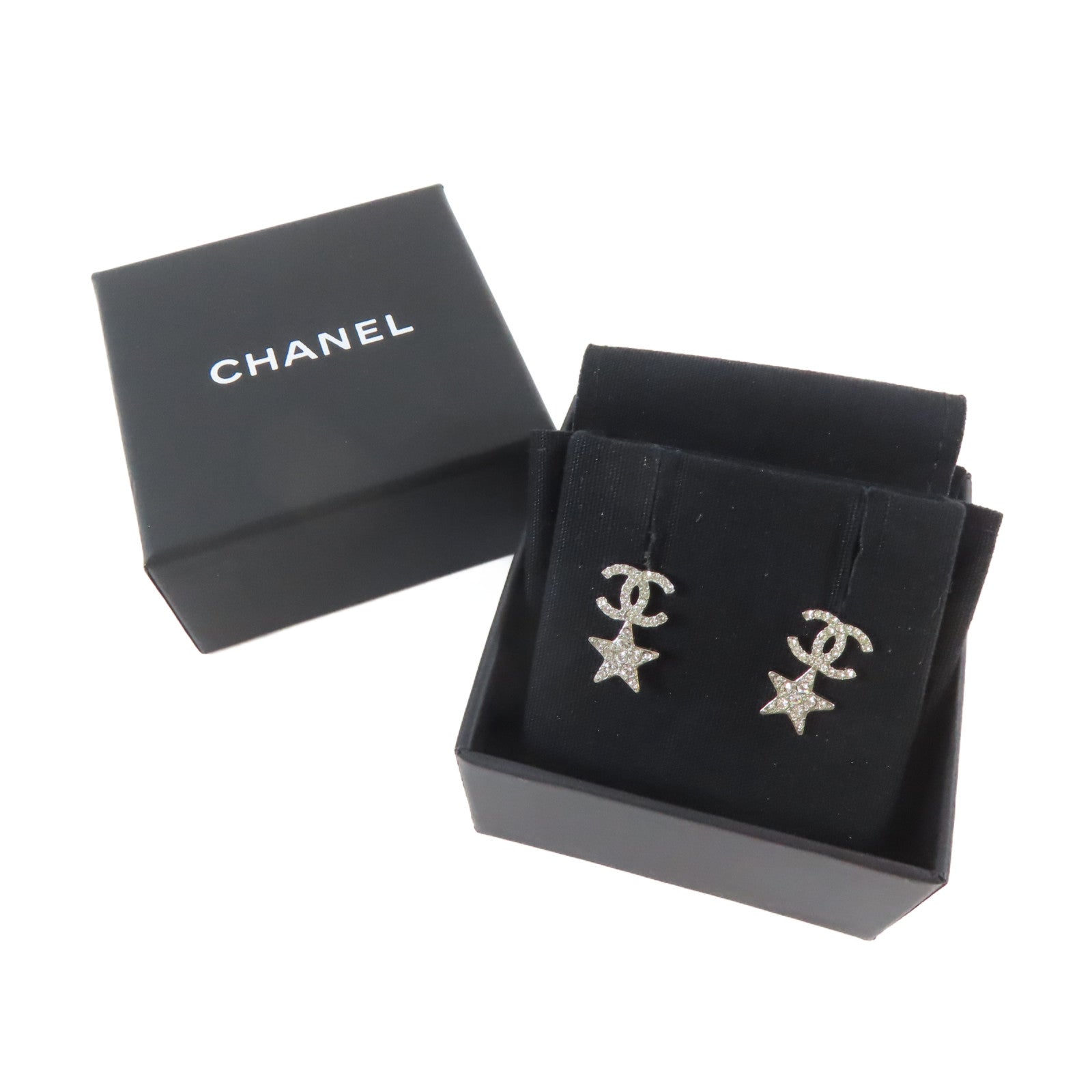 CHANEL 金屬/水晶Earrings耳環銀色