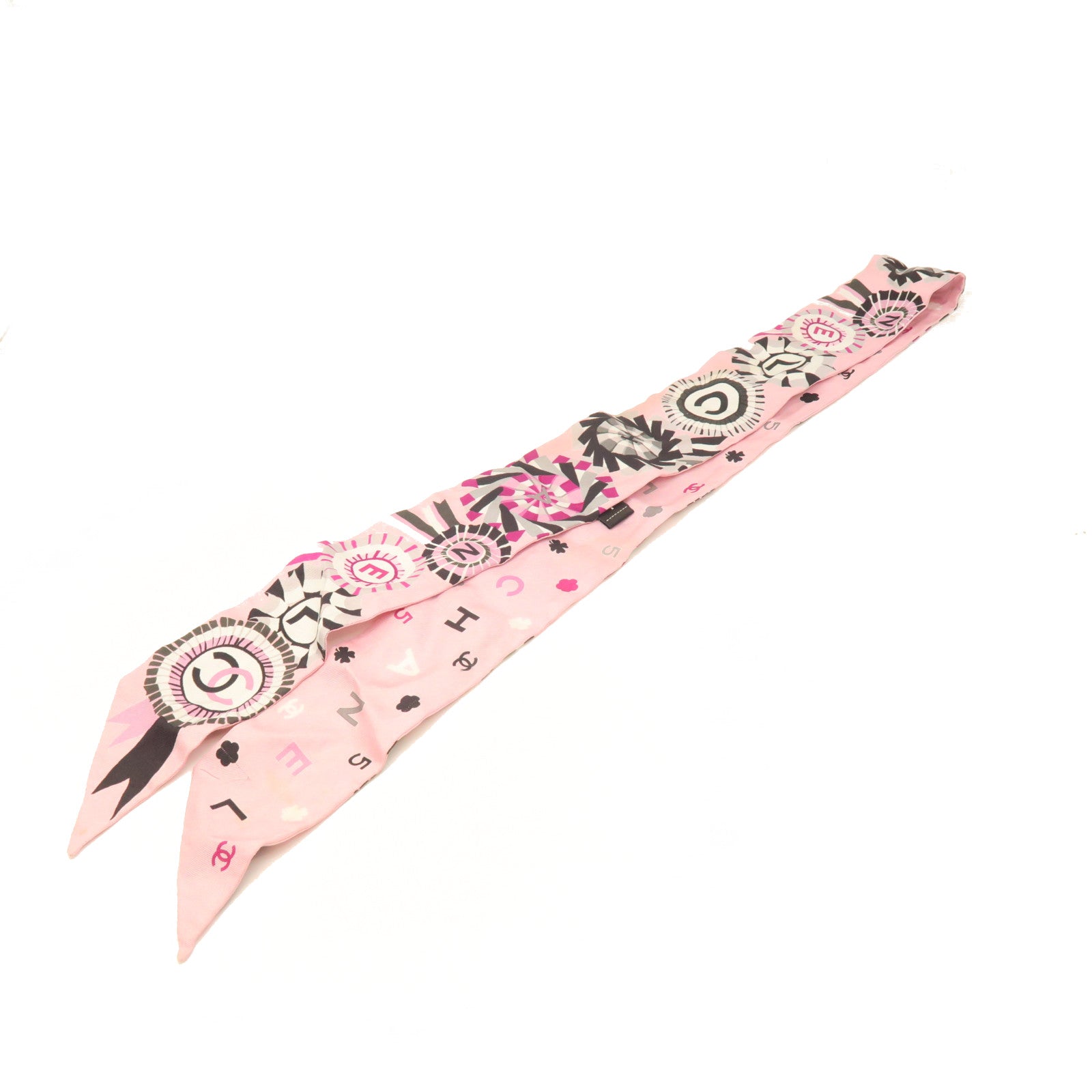 CHANEL Silk Scarf Pink/Black