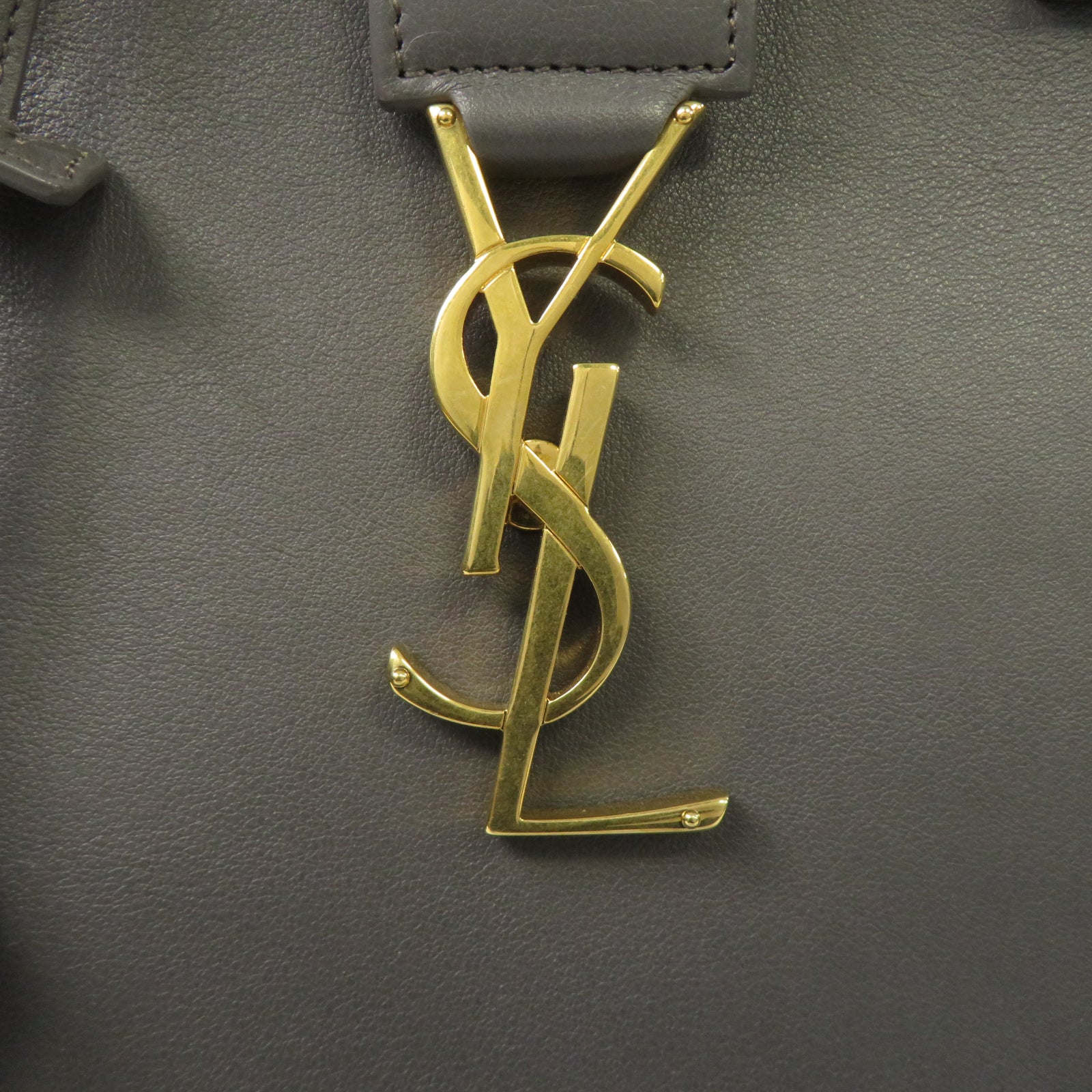 SAINT LAURENT 牛皮皮革2 Way Shoulder金扣手挽肩背兩用袋灰色