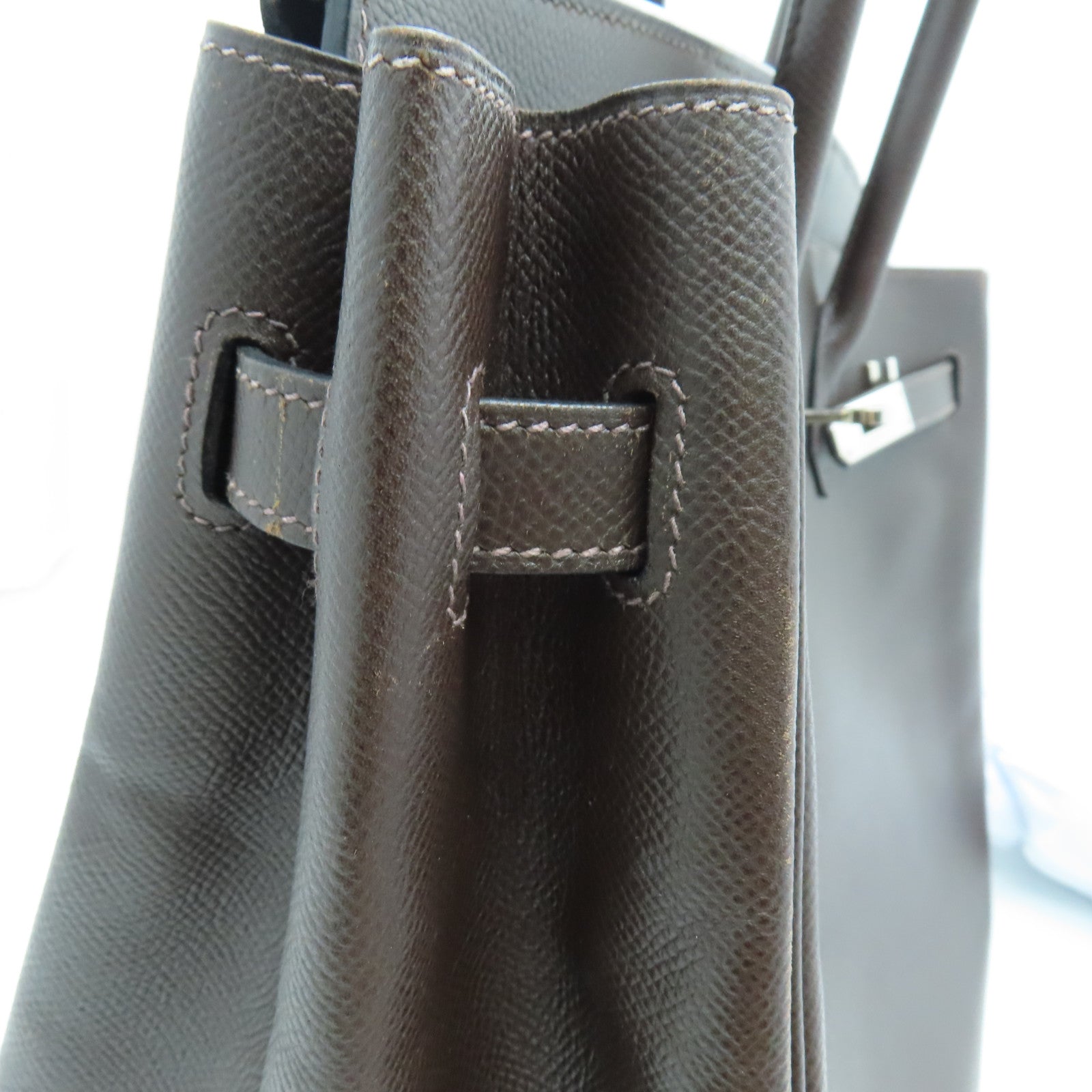 HERMES Epsom皮革Birkin 35银扣手挽袋Chocolat 啡色