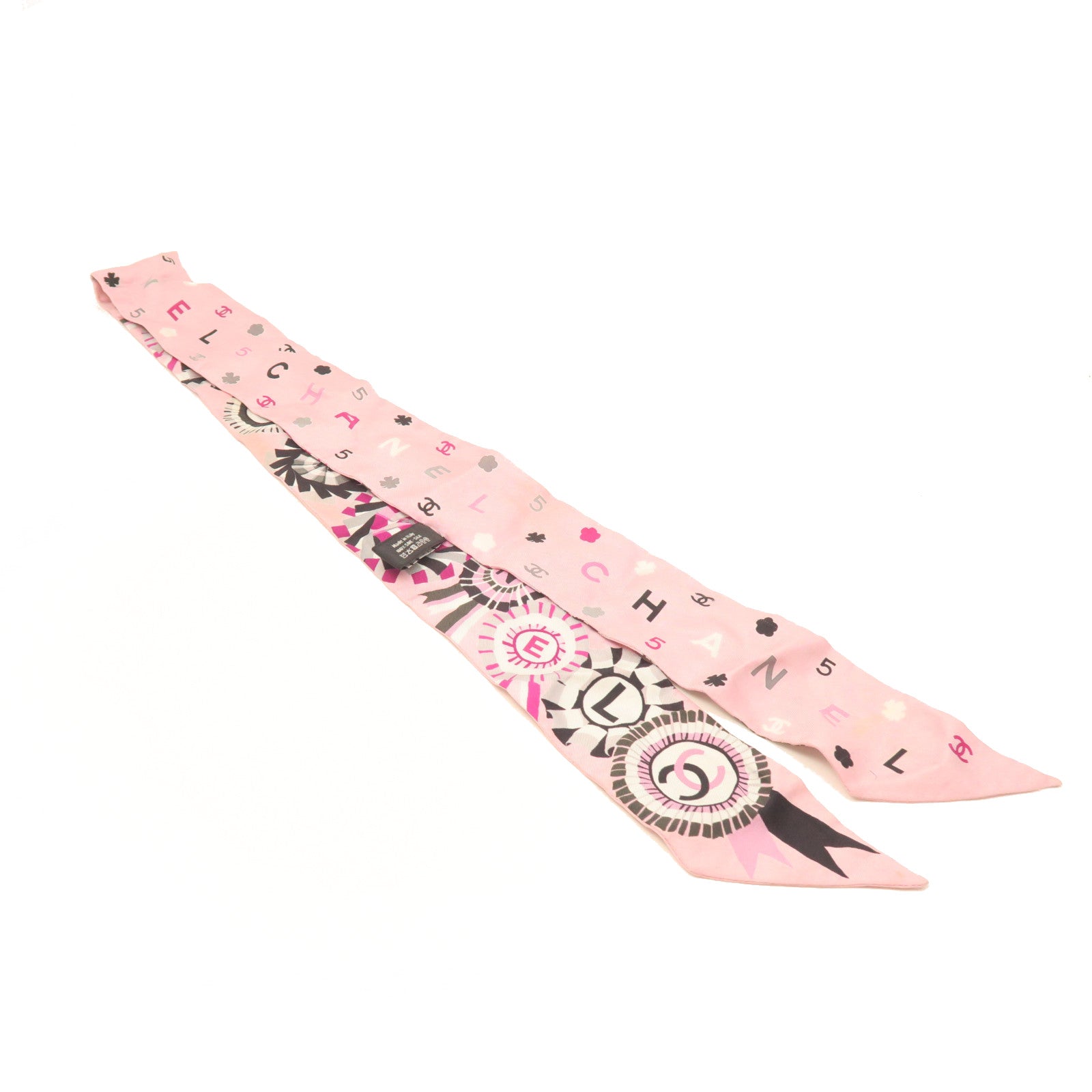 CHANEL Silk Scarf Pink/Black