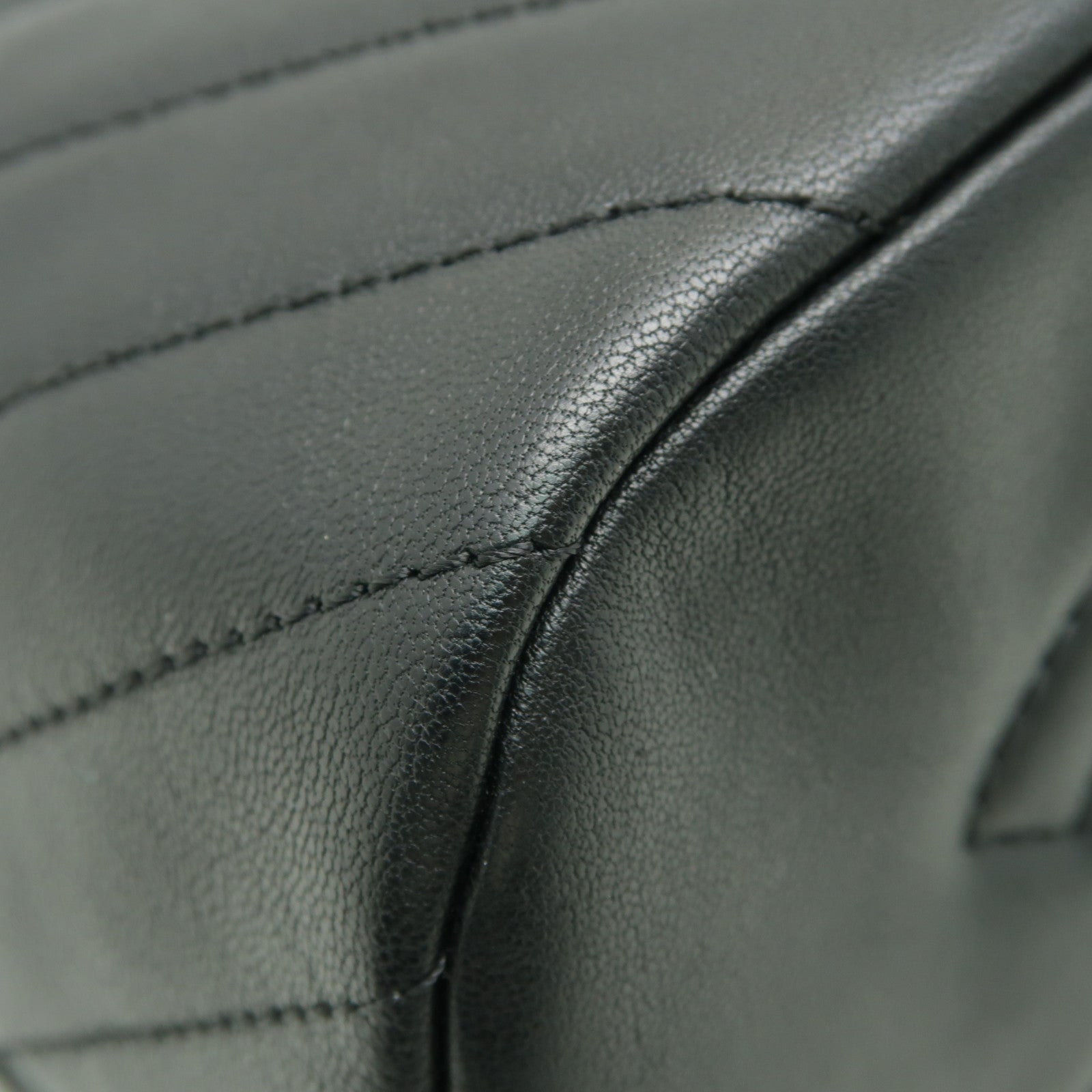 CHANEL 斜紋牛皮皮革Chain Shoulder Bag銀扣鏈帶肩背袋黒色
