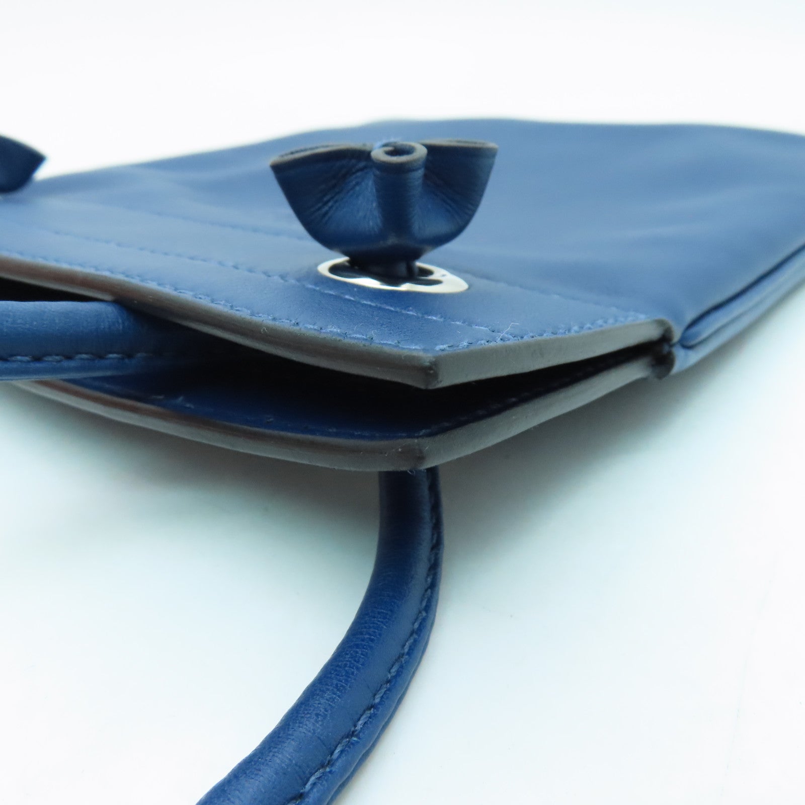 HERMES Swift Leather Aline Mini Silver Buckle Shoulder Bag Dark Blue