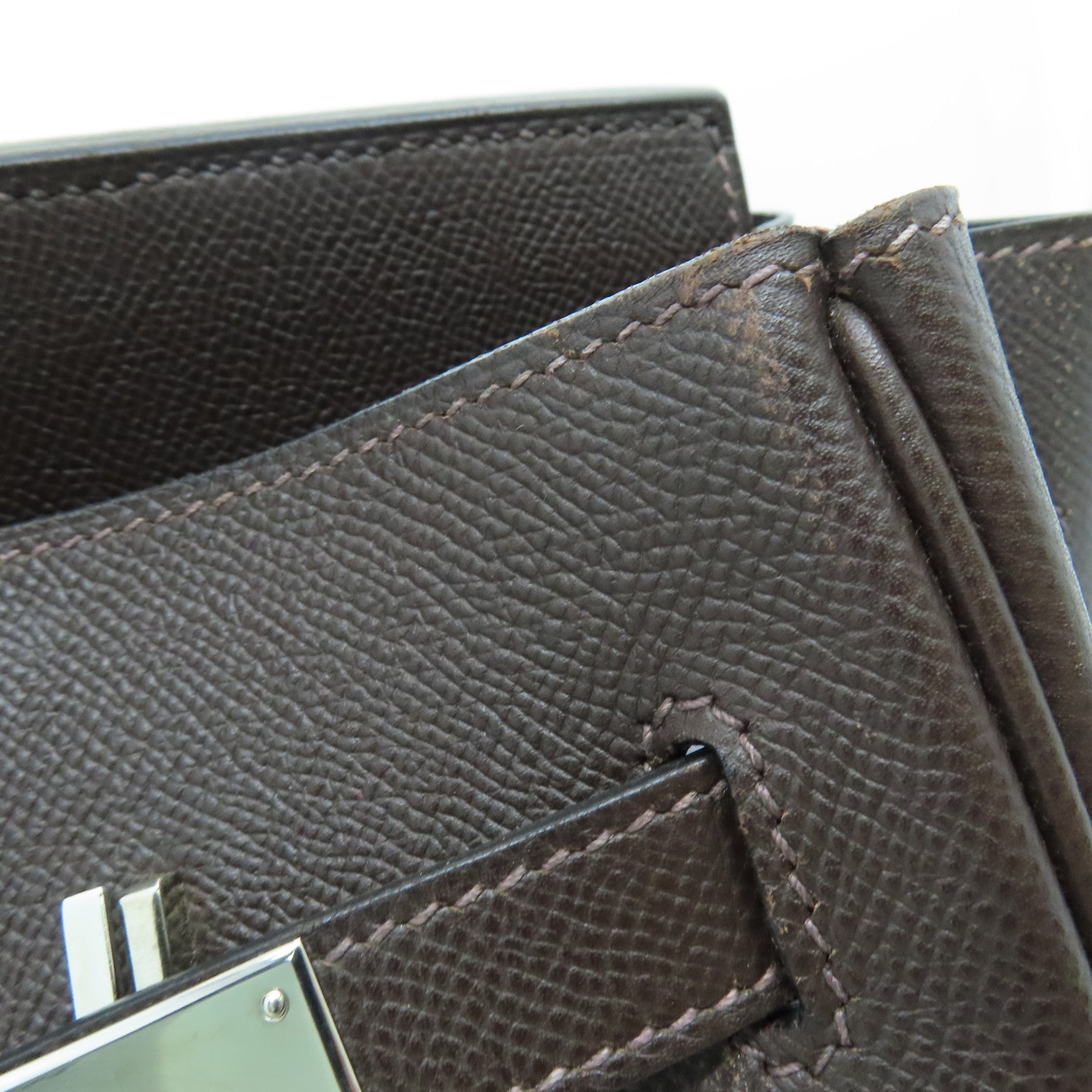 HERMES Epsom皮革Birkin 35银扣手挽袋Chocolat 啡色