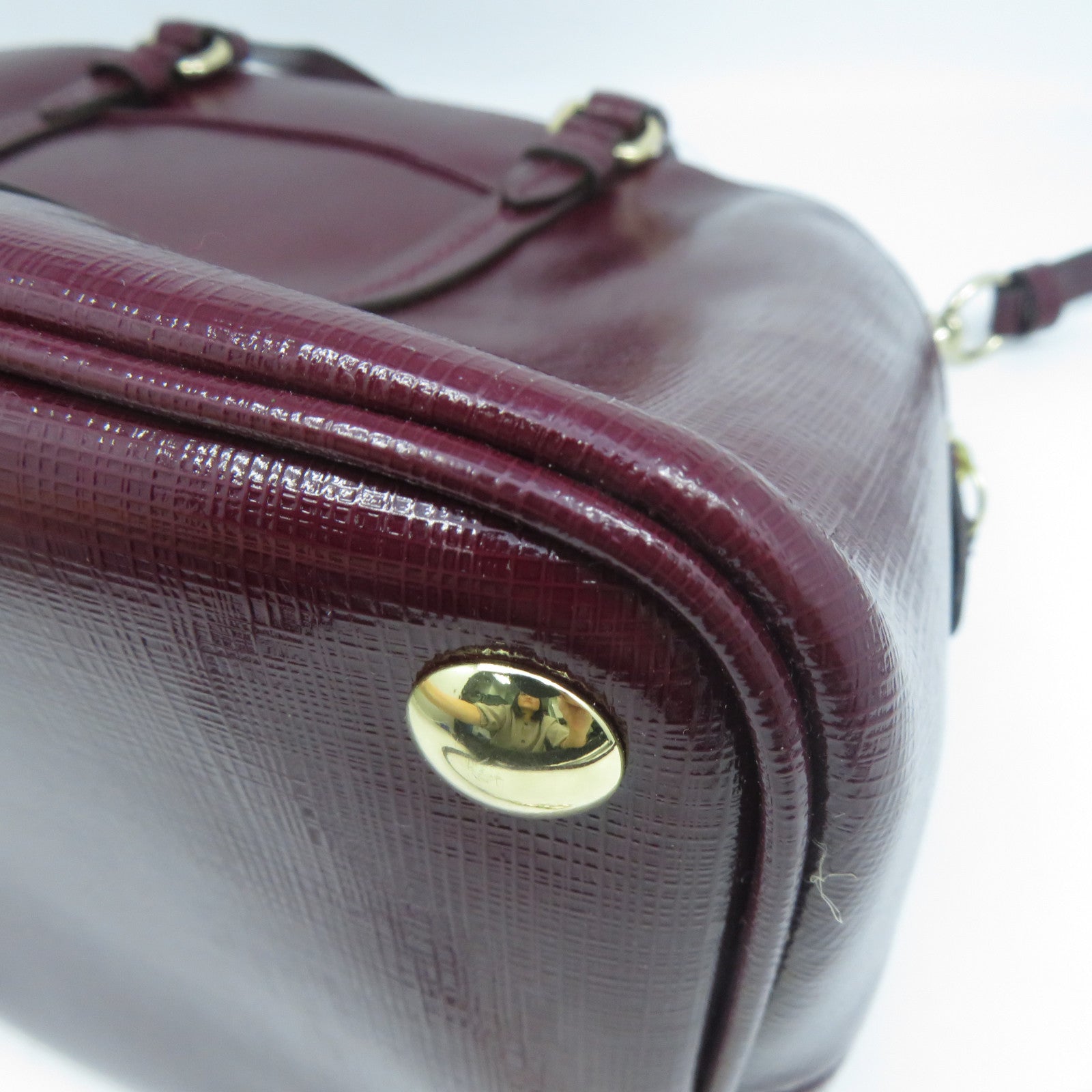 COACH 皮革2 Way Shoulder金扣手挽肩背兩用袋紅色