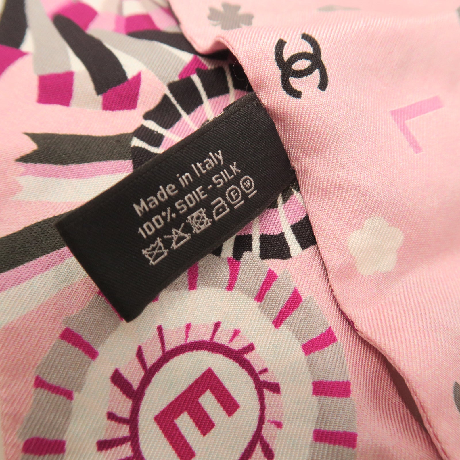 CHANEL Silk Scarf Pink/Black