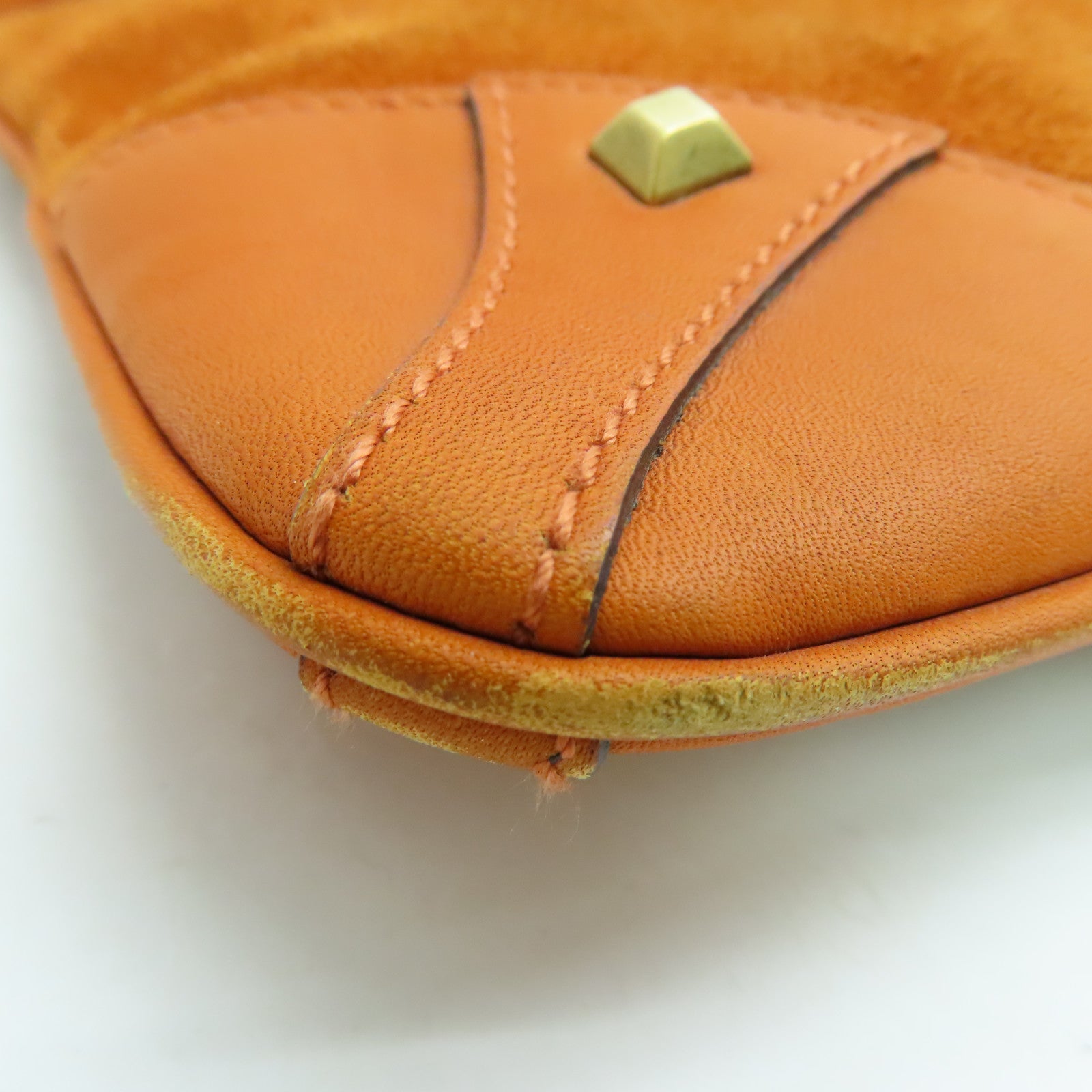 GUCCI 帆布/麂皮皮革Shoulder Bag金扣肩背袋橙色