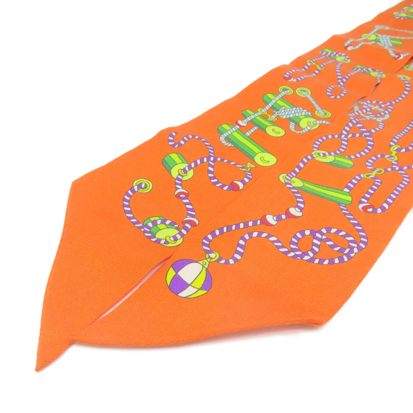 HERMES 絲質Twilly Scarf絲巾橙色/彩色