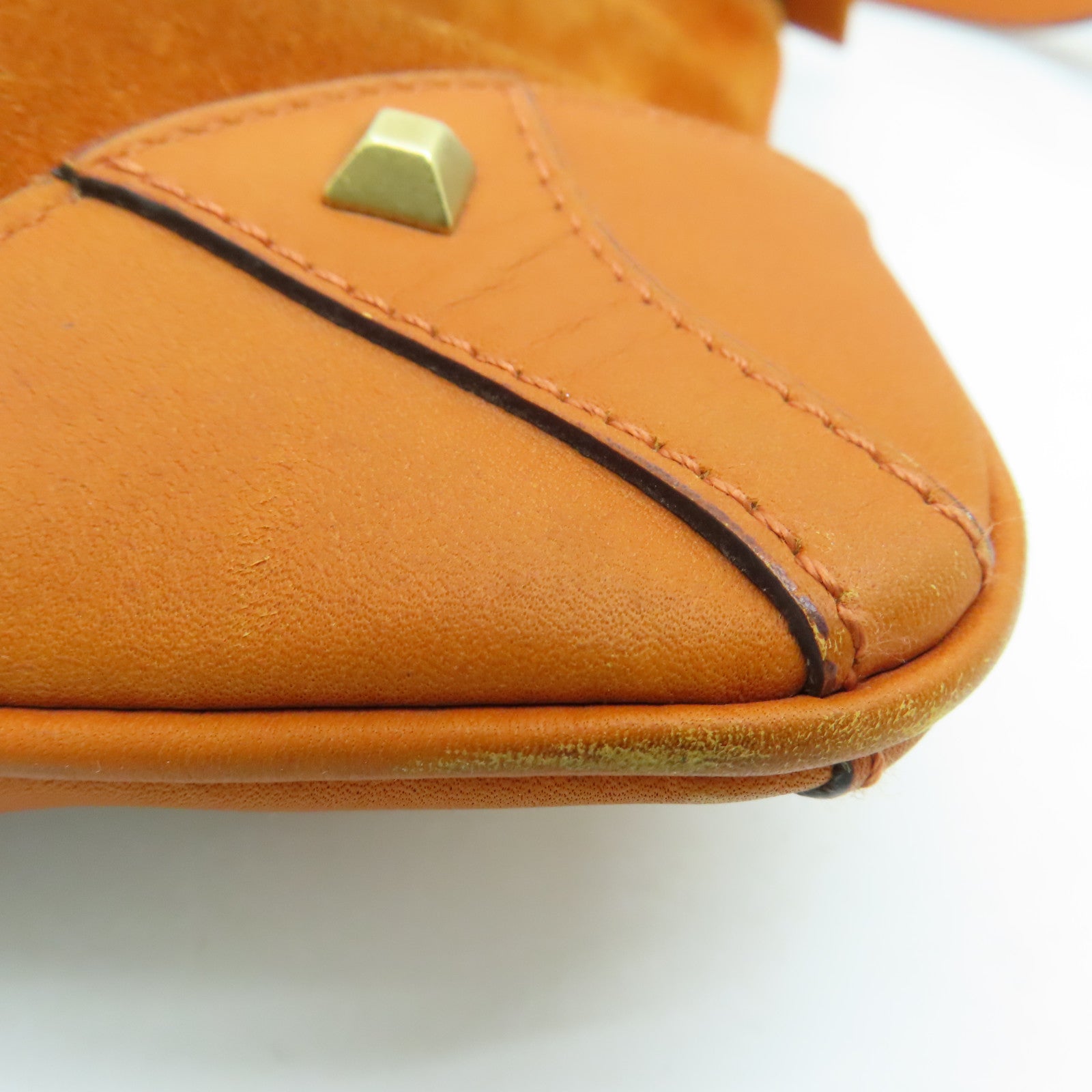 GUCCI 帆布/麂皮皮革Shoulder Bag金扣肩背袋橙色
