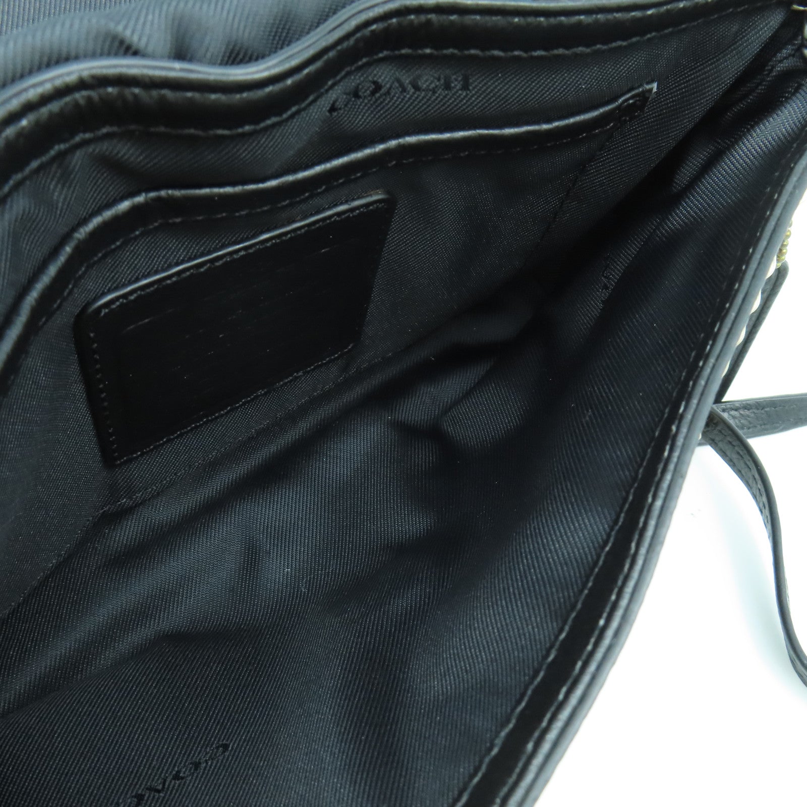 COACH 【激減優惠】牛皮皮革Chain Shoulder Bag金扣鏈帶肩背袋黑色
