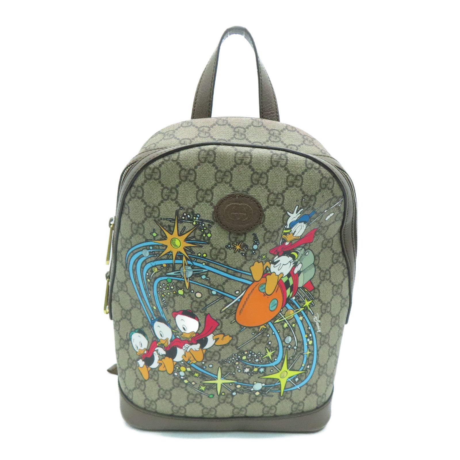 GUCCI 涂层帆布Backpack金扣背包啡色