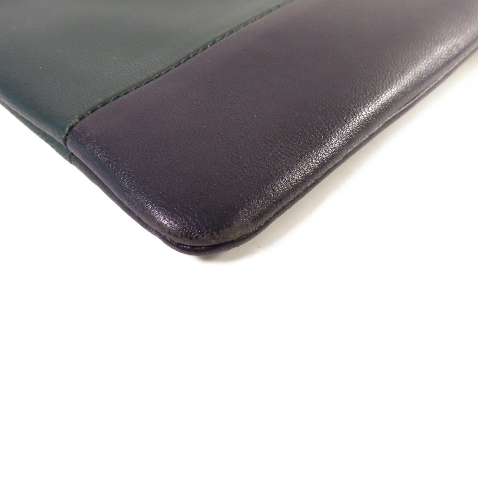 CELINE 牛皮皮革Card Case金扣卡片套黑色/綠色