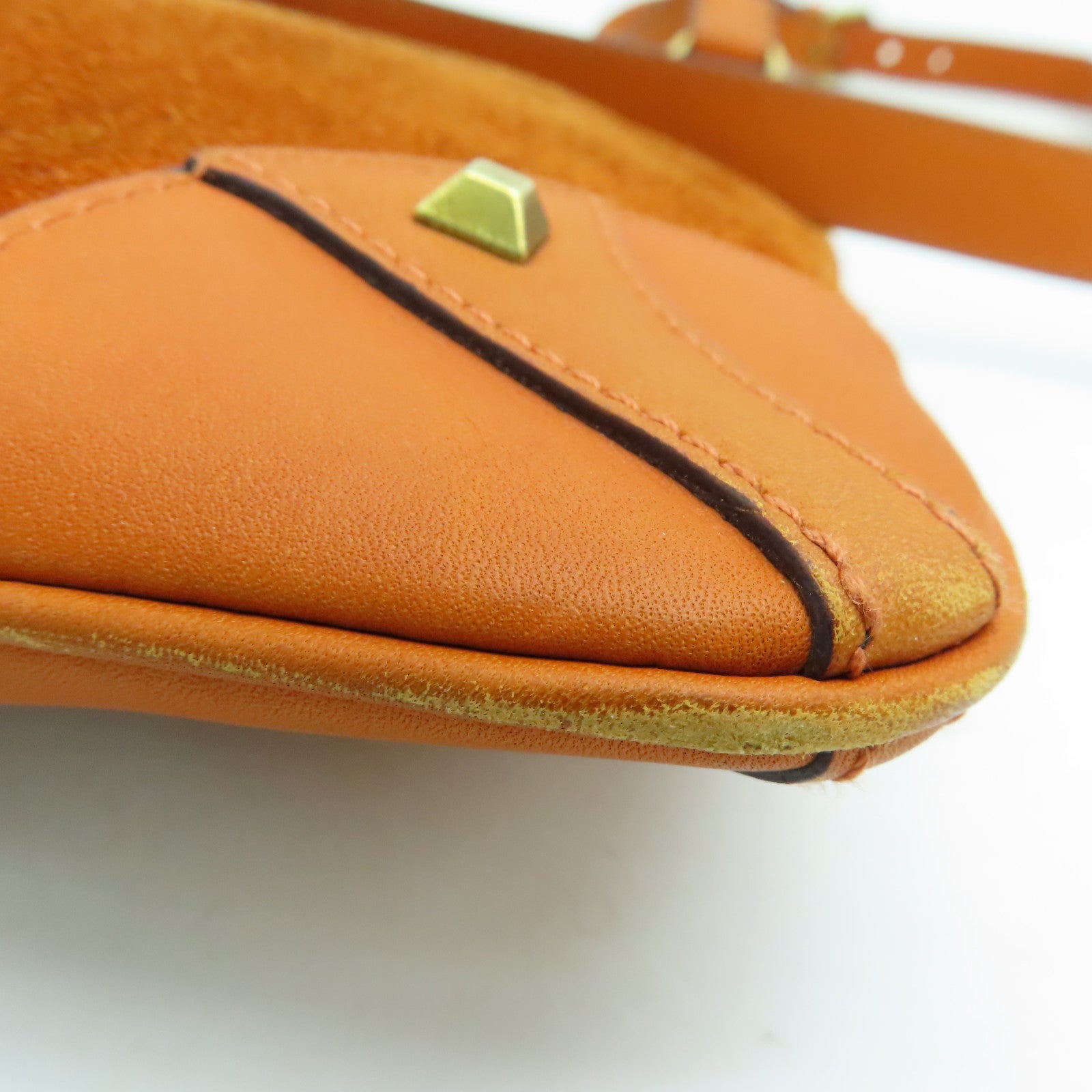 GUCCI 帆布/麂皮皮革Shoulder Bag金扣肩背袋橙色