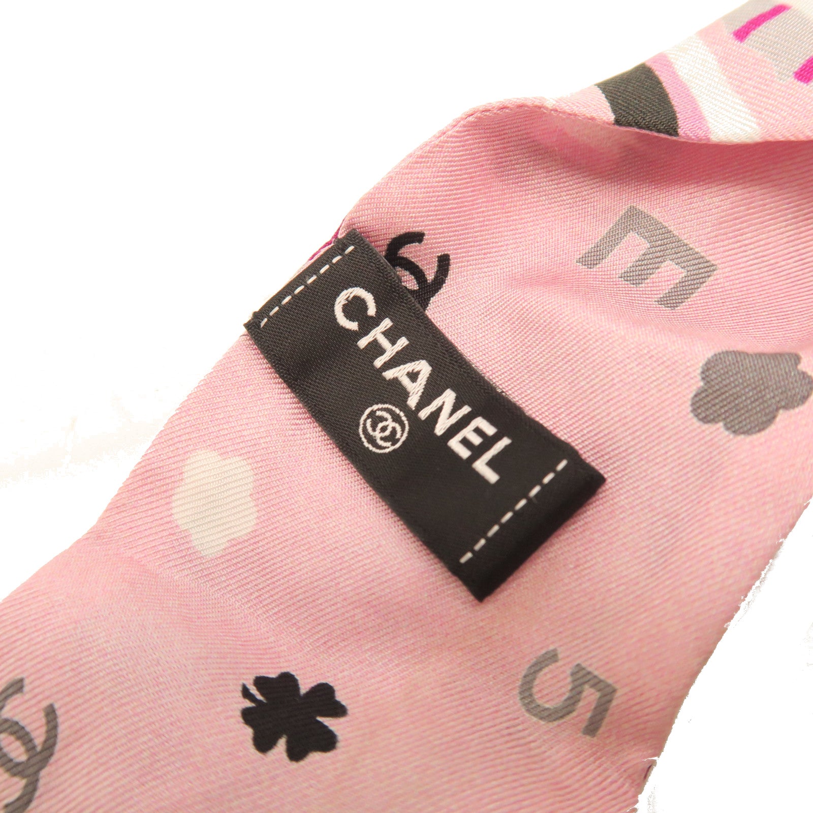 CHANEL Silk Scarf Pink/Black