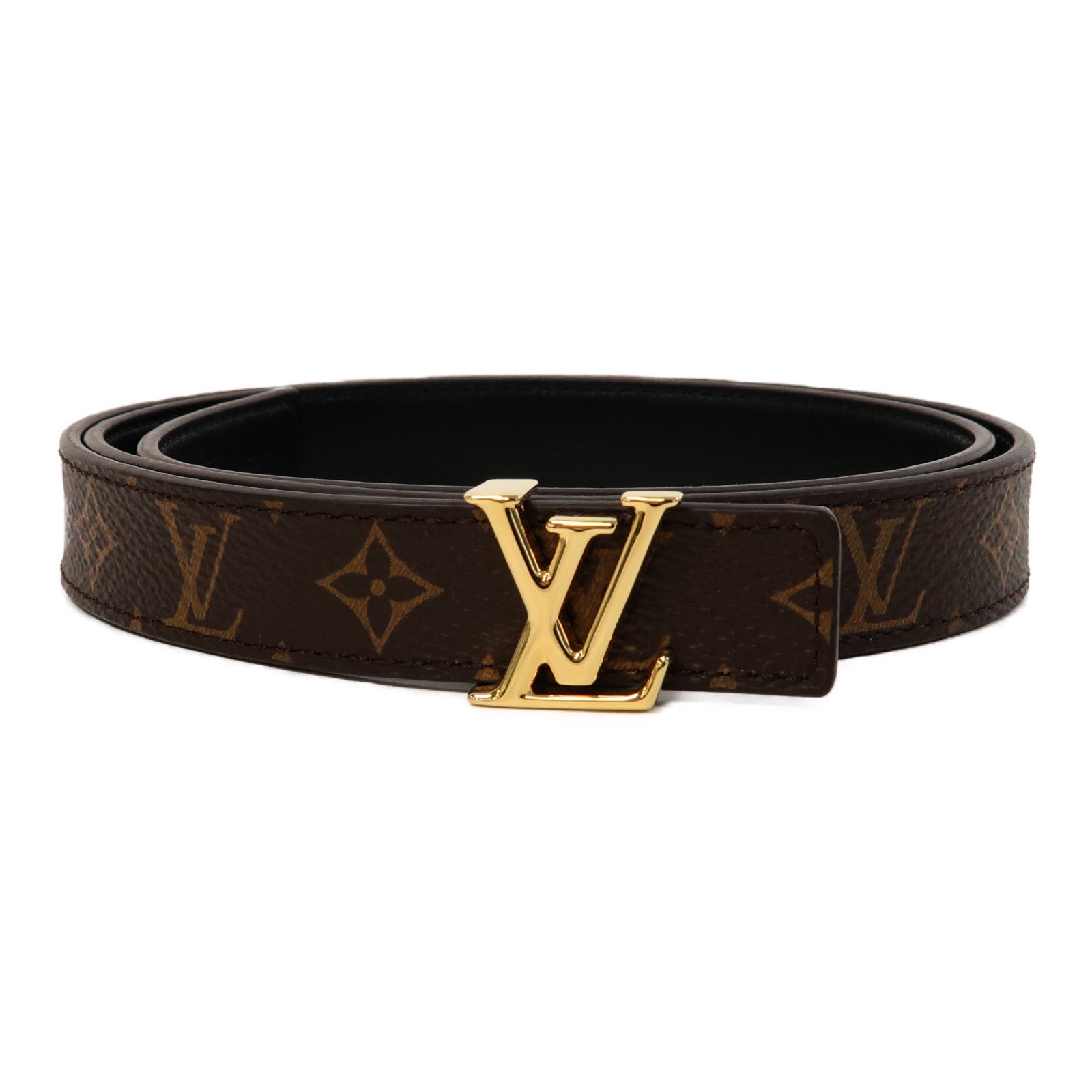 LOUIS VUITTON Monogram Belt金扣皮帶啡色