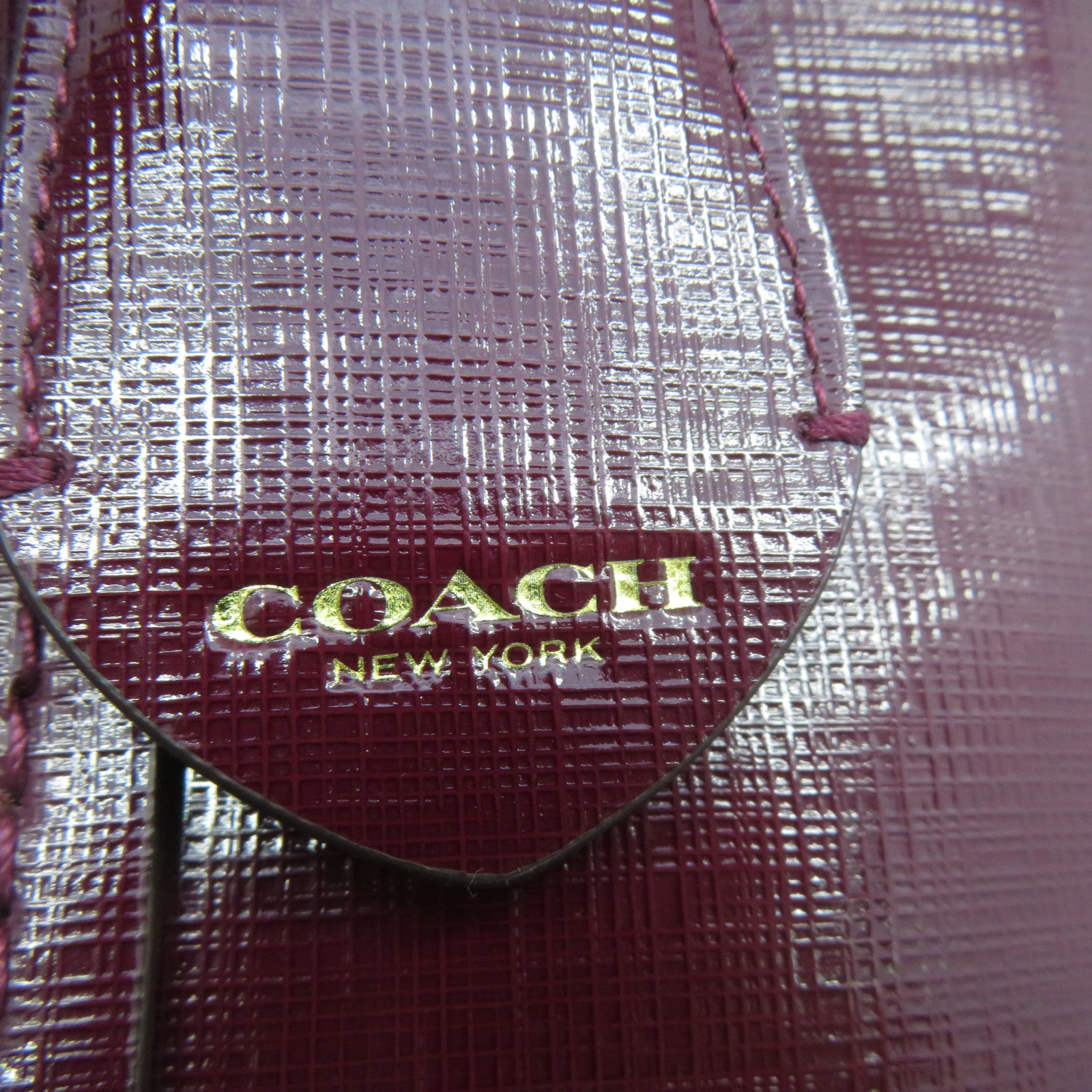 COACH 皮革2 Way Shoulder金扣手挽肩背兩用袋紅色