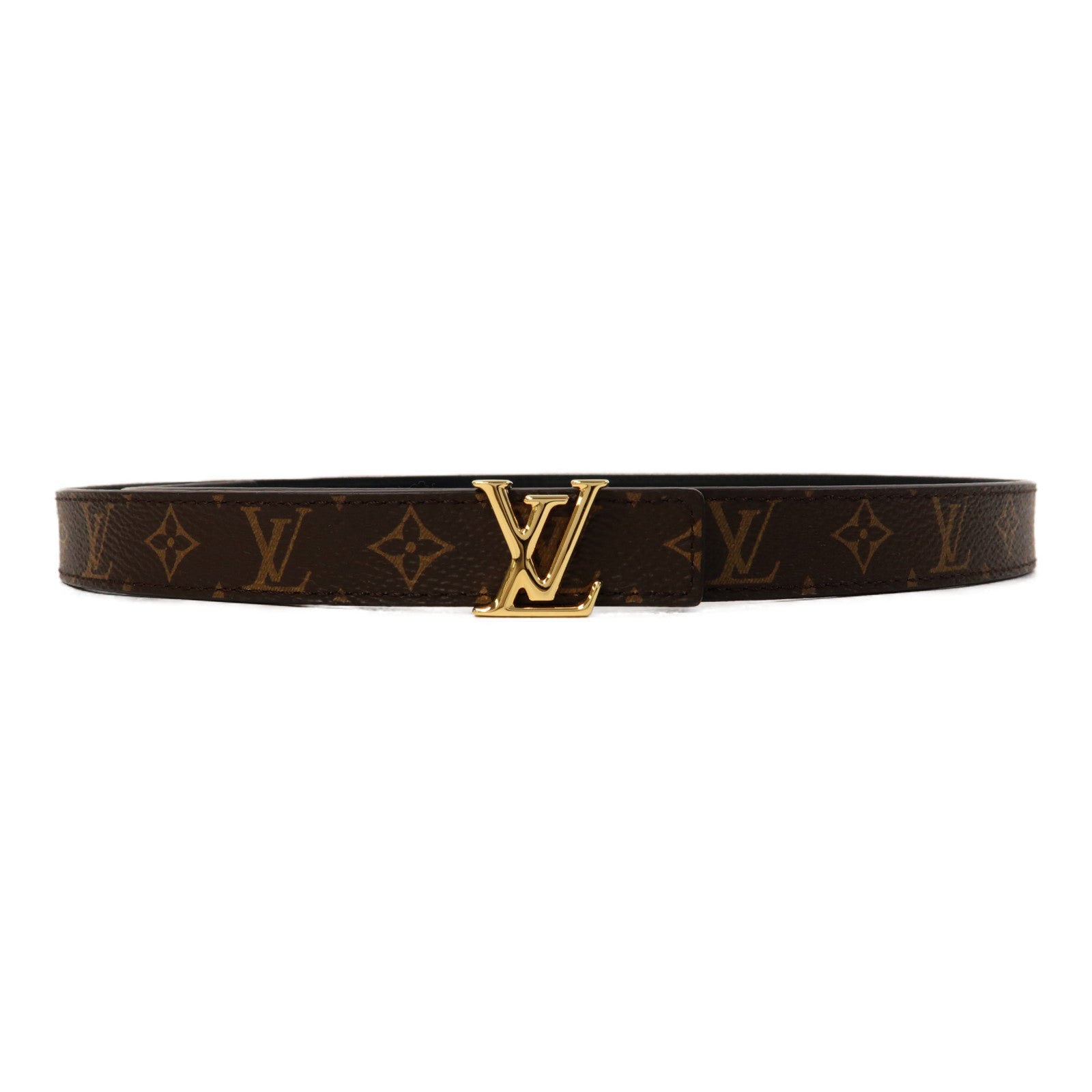 LOUIS VUITTON Monogram Belt金扣皮帶啡色