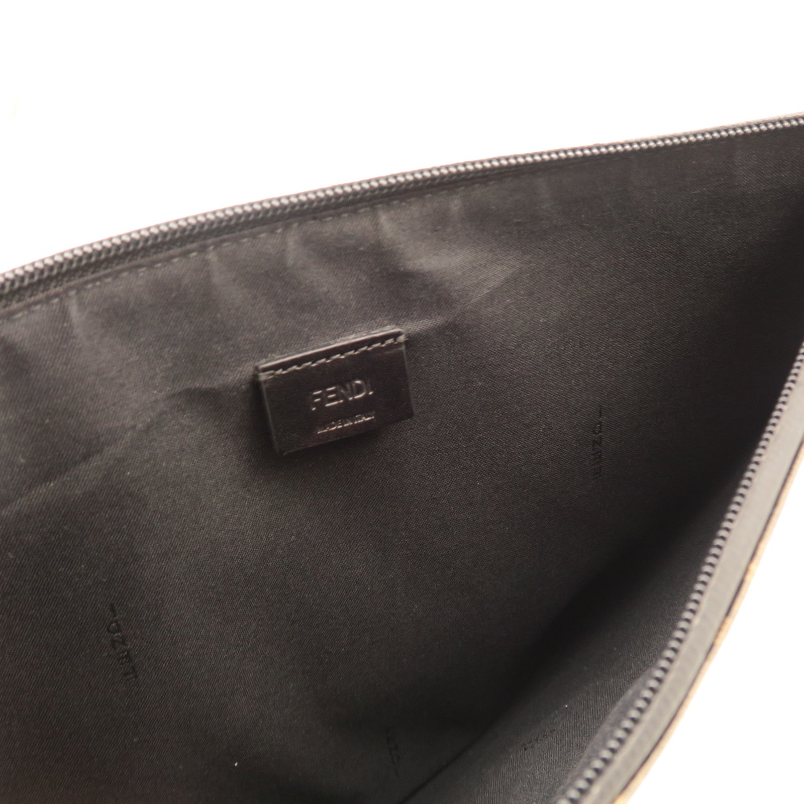 FENDI Coated Canvas Pouch Silver Button Clutch Brown