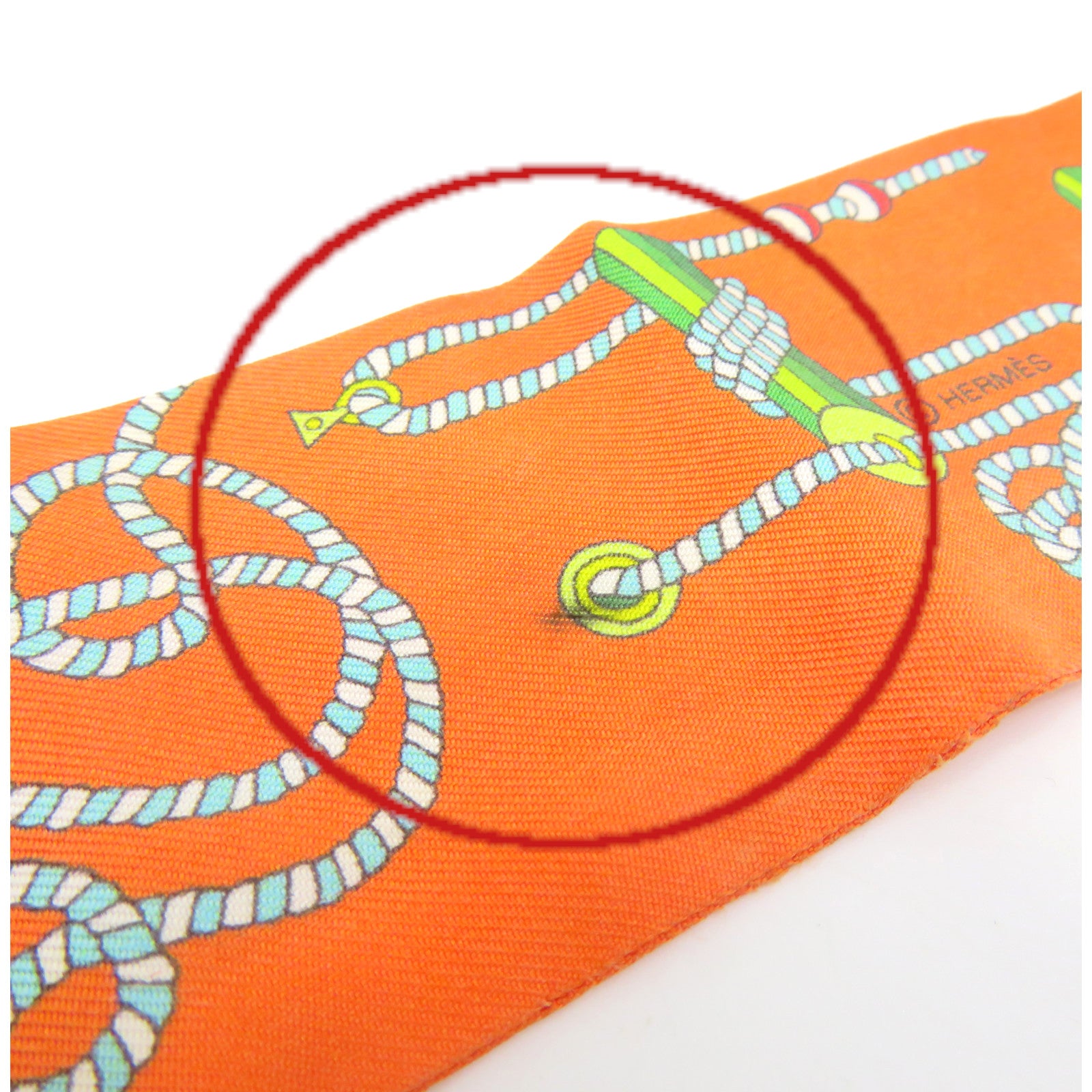 HERMES 絲質Twilly Scarf絲巾橙色/彩色