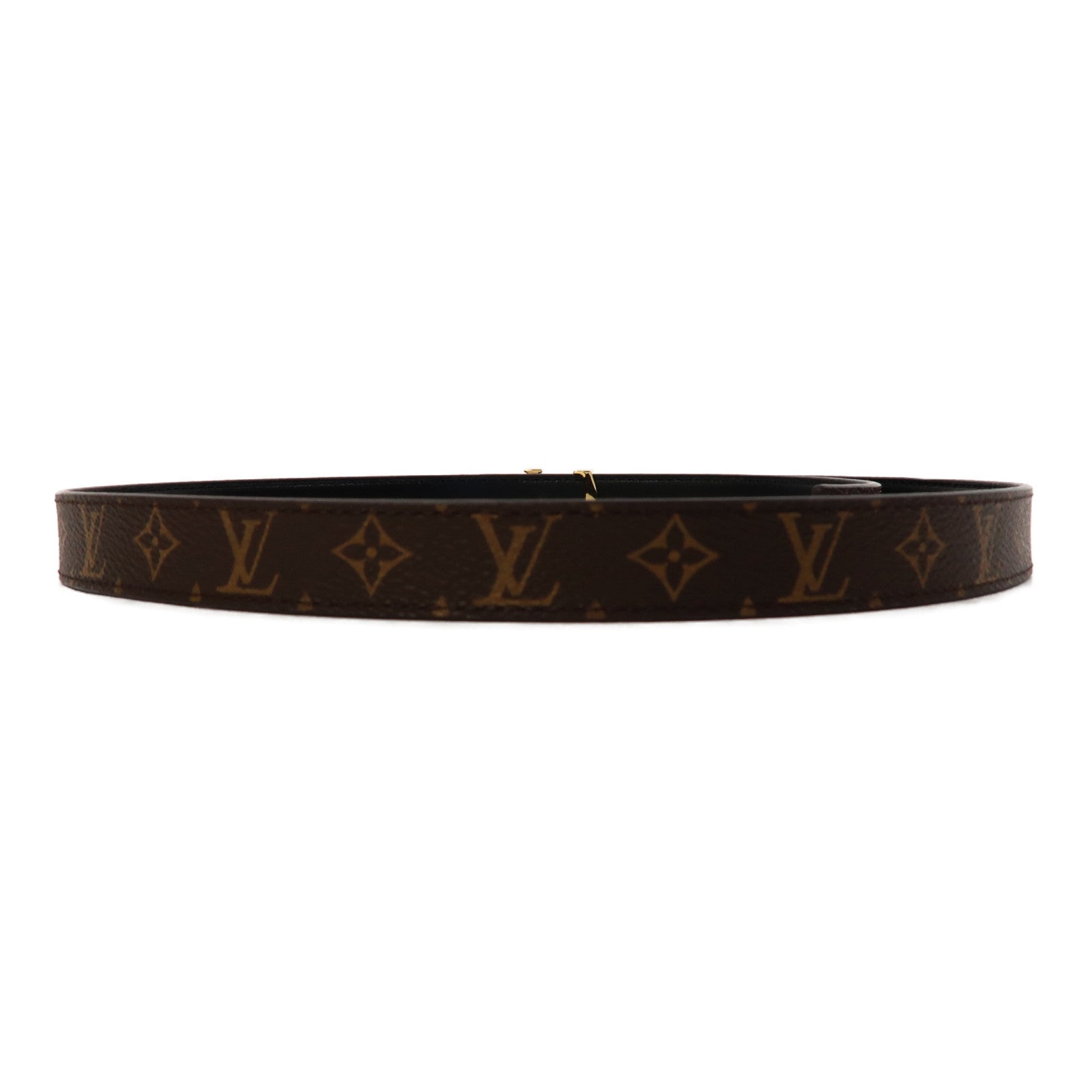 LOUIS VUITTON Monogram Belt金扣皮帶啡色