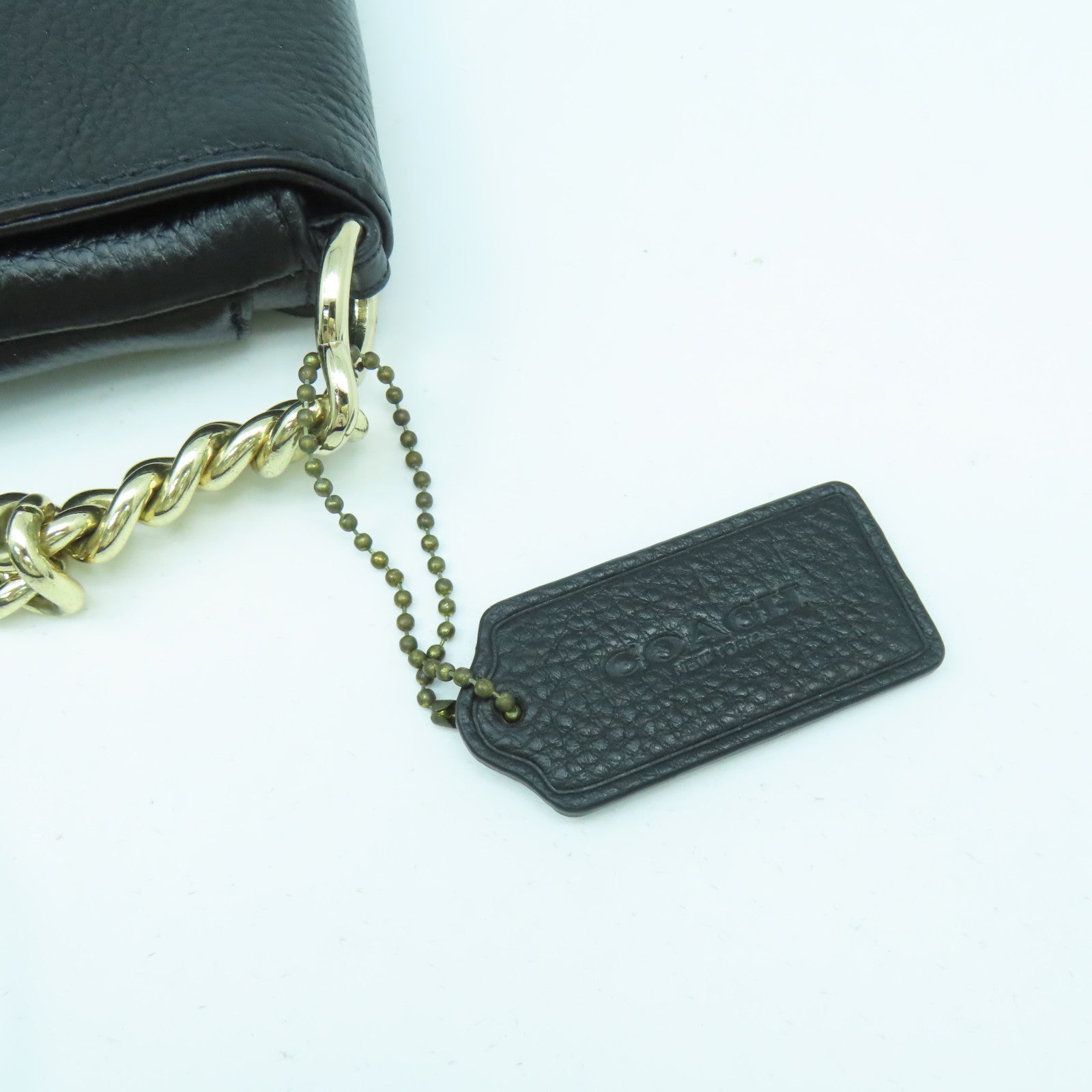 COACH 【激減優惠】牛皮皮革Chain Shoulder Bag金扣鏈帶肩背袋黑色