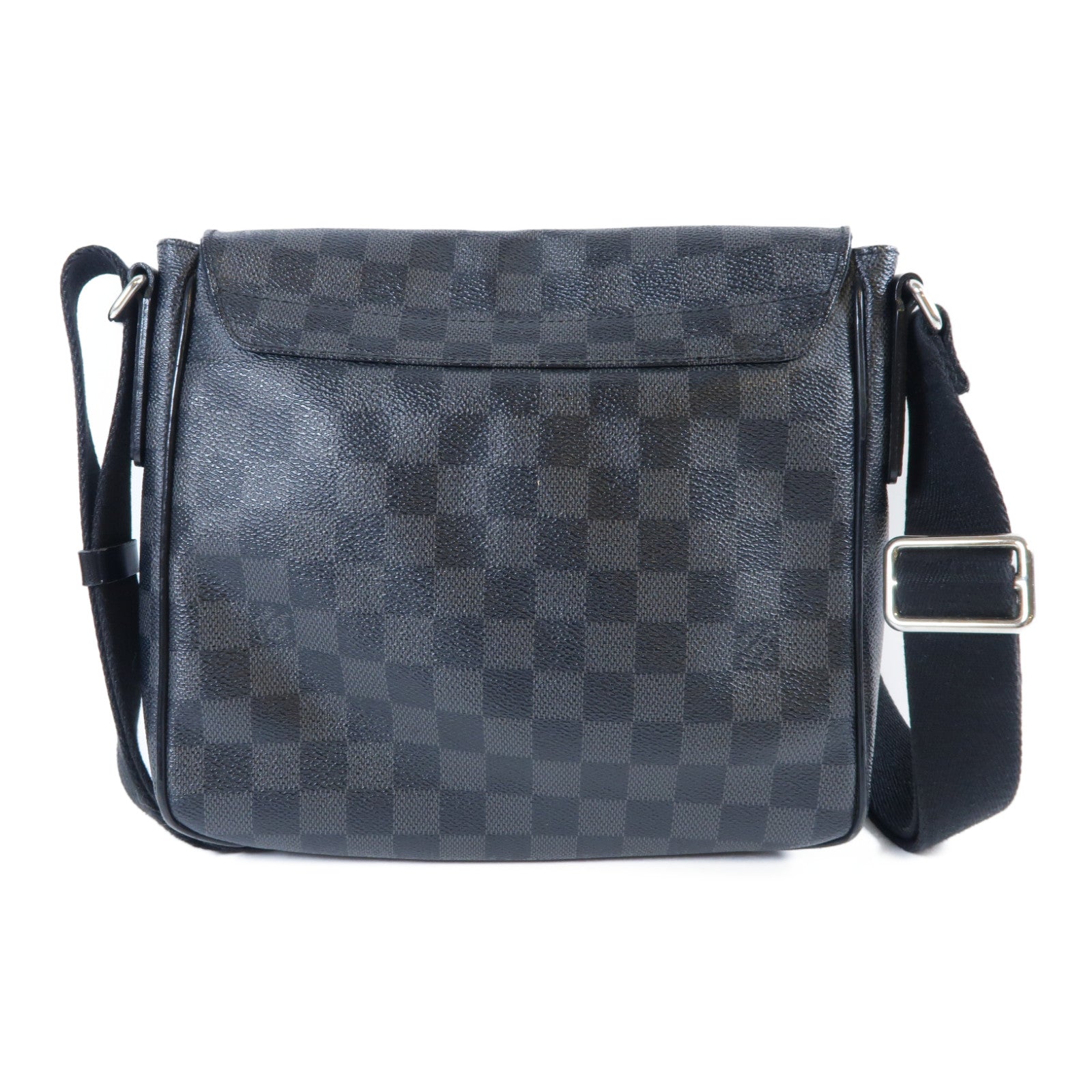 LOUIS VUITTON Damier Graphite District PM銀扣肩背袋黑色/灰色