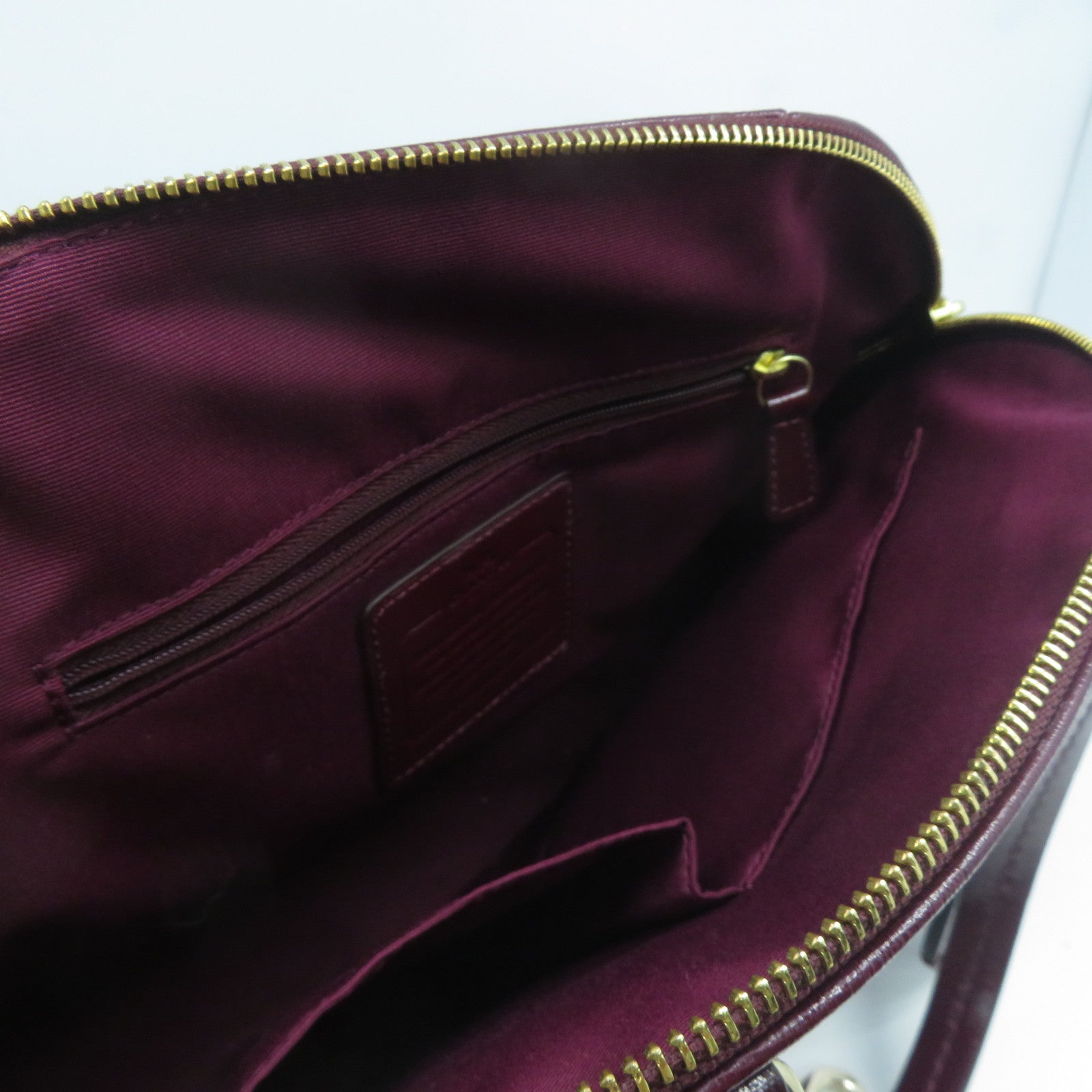 COACH 皮革2 Way Shoulder金扣手挽肩背兩用袋紅色