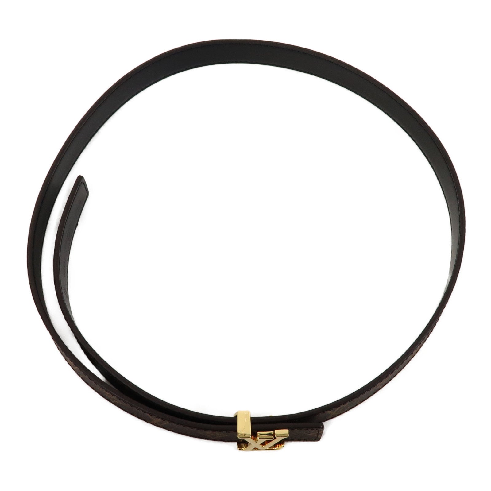 LOUIS VUITTON Monogram Belt金扣皮帶啡色