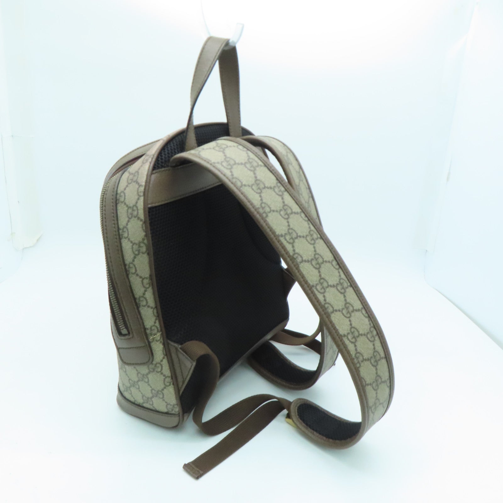 GUCCI 涂层帆布Backpack金扣背包啡色