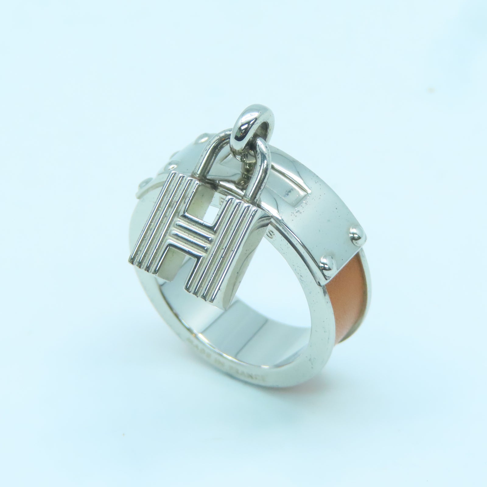 HERMES Metal Scarf Ring Scarf Buckle Orange/Silver