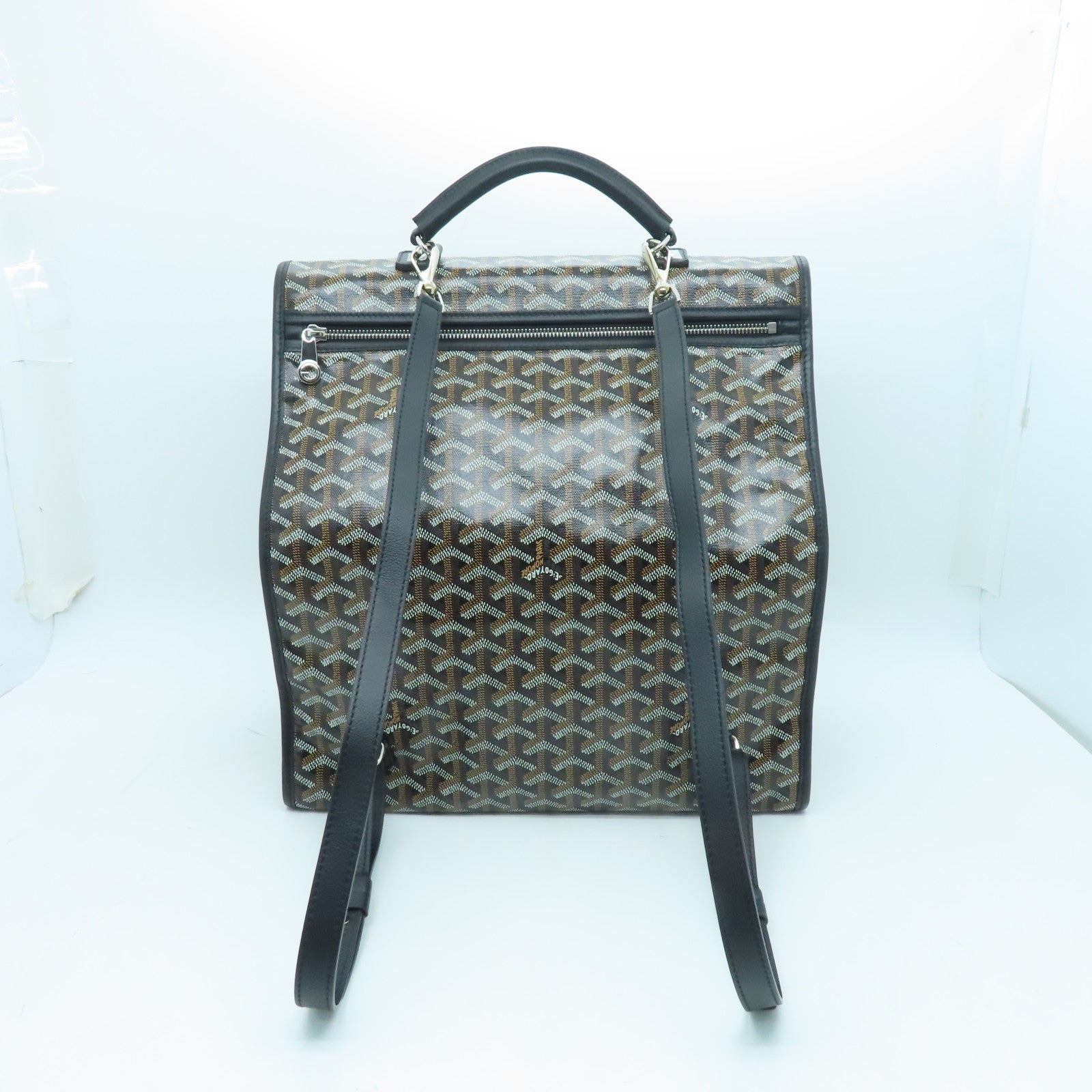 GOYARD 塗層帆布Backpack銀扣背包黑色/啡色/白色