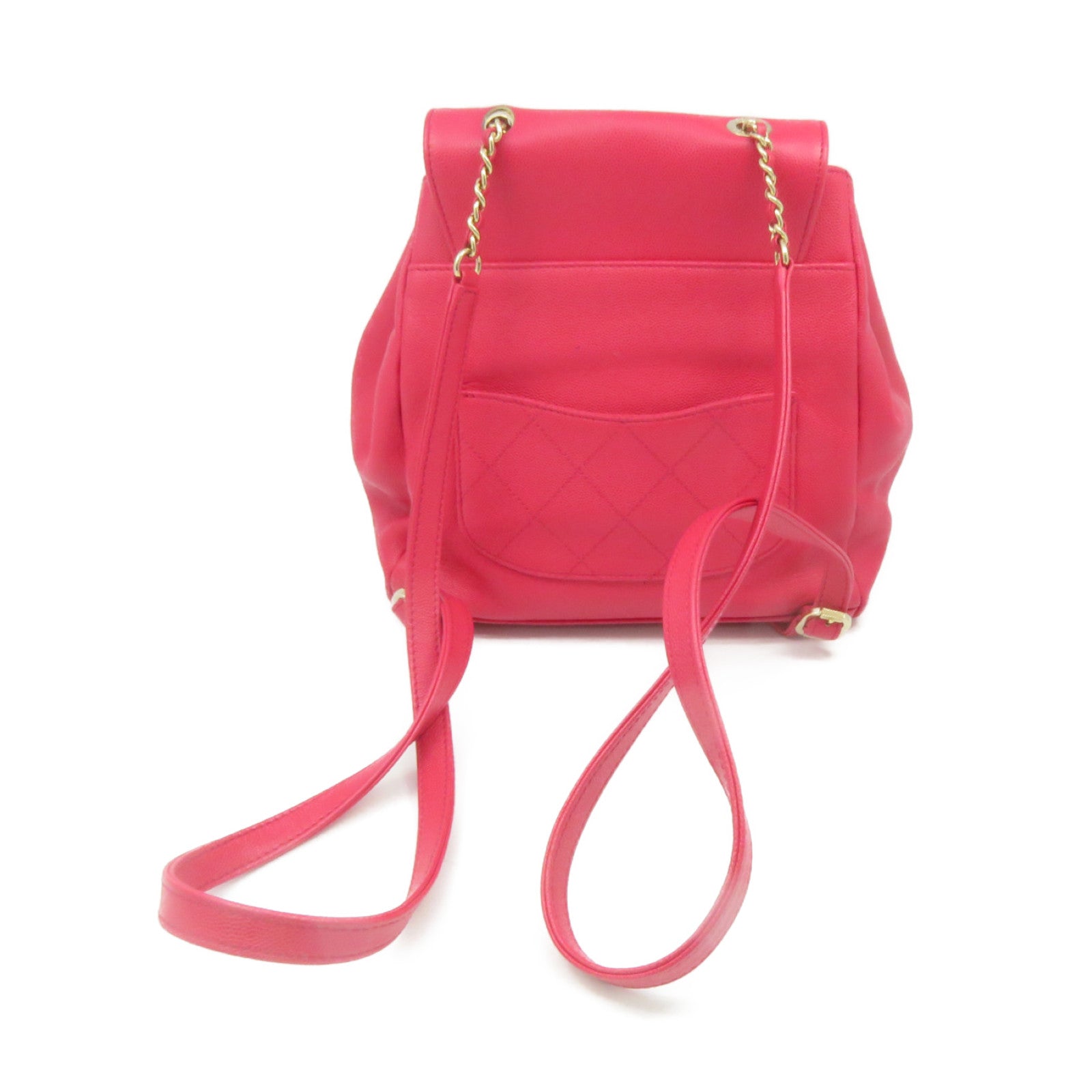 CHANEL 菱格Caviar皮革Backpac金扣背包粉紅色