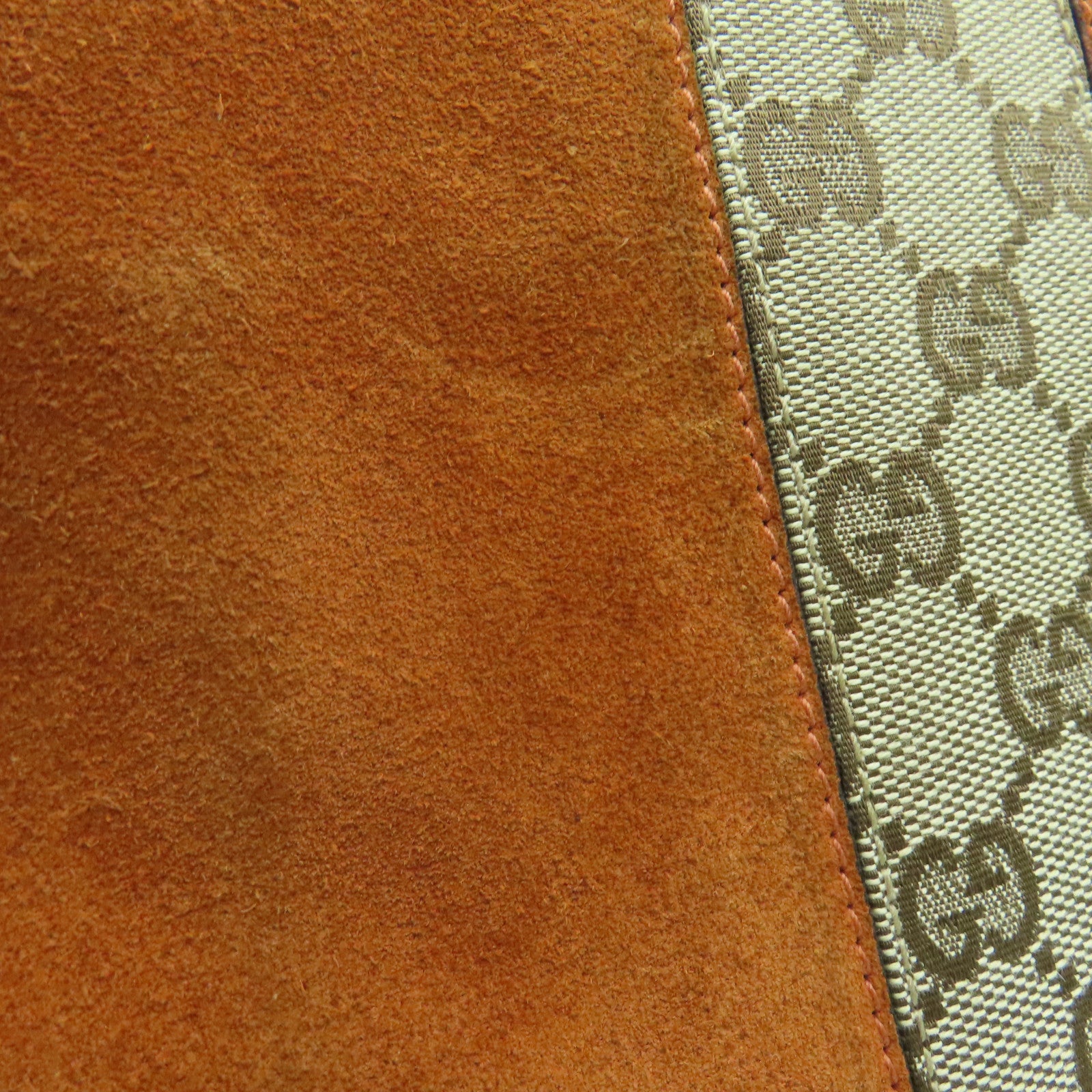GUCCI 帆布/麂皮皮革Shoulder Bag金扣肩背袋橙色