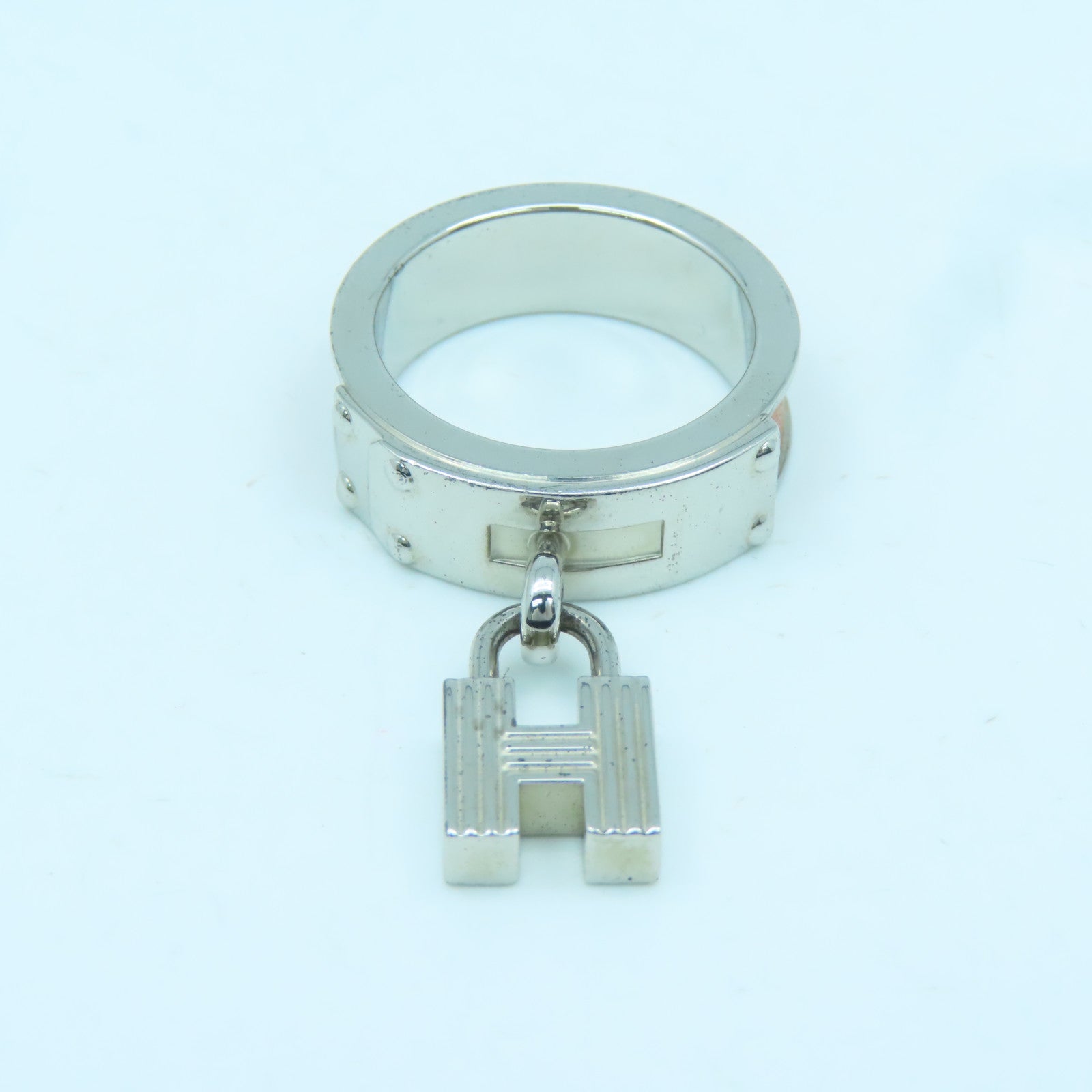 HERMES Metal Scarf Ring Scarf Buckle Orange/Silver