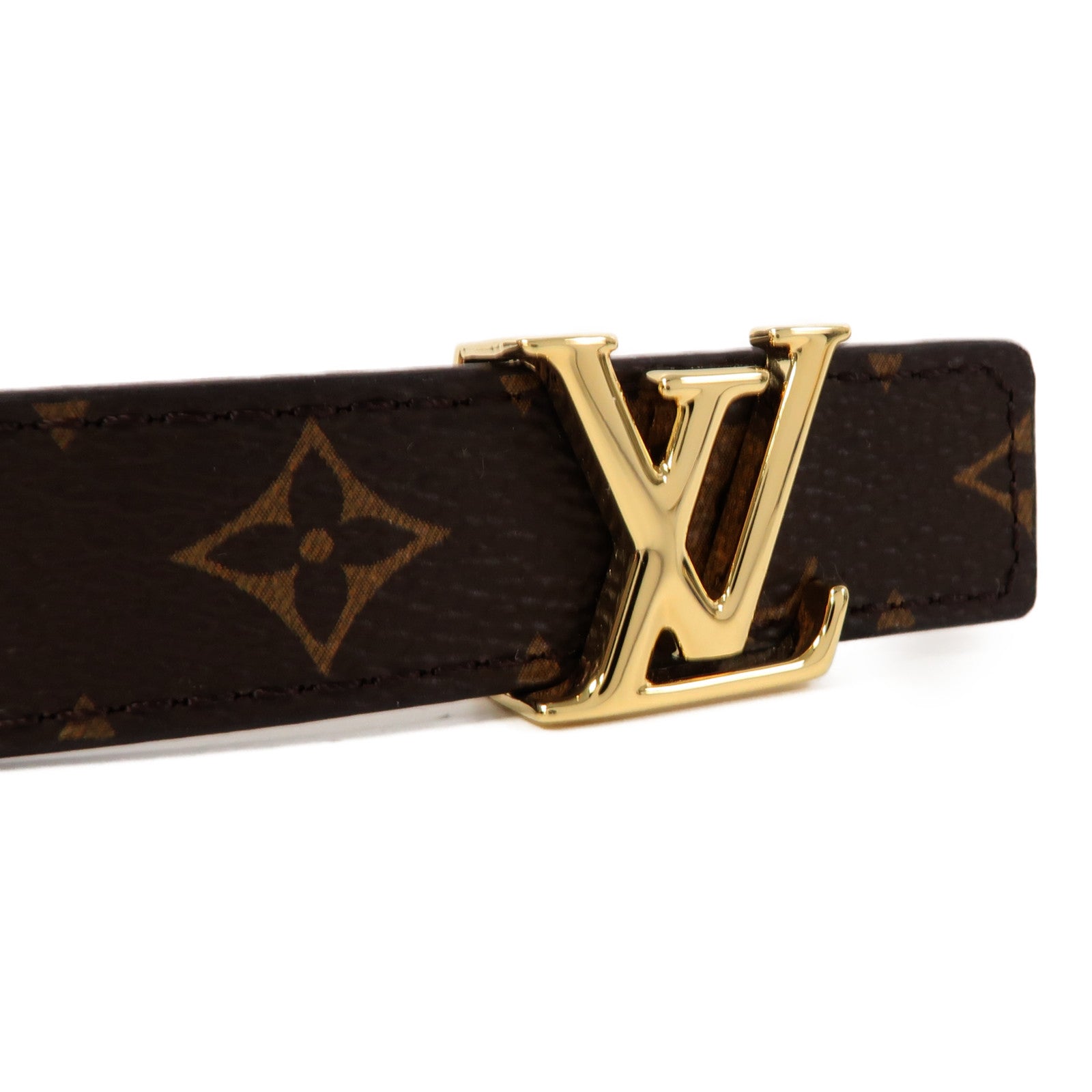 LOUIS VUITTON Monogram Belt金扣皮帶啡色