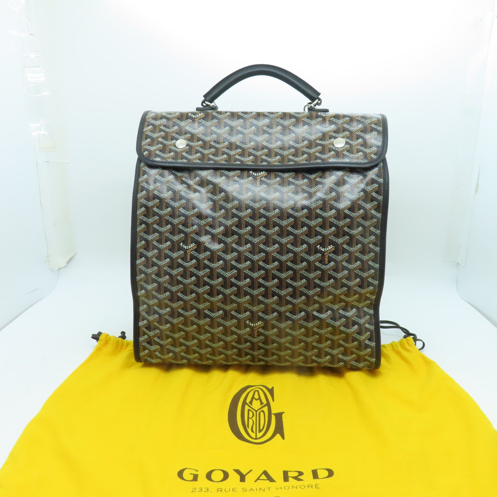 GOYARD 塗層帆布Backpack銀扣背包黑色/啡色/白色