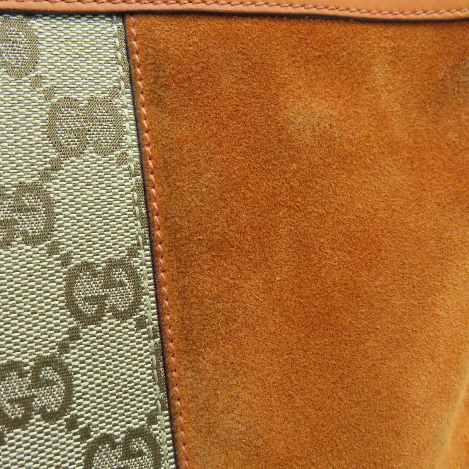 GUCCI 帆布/麂皮皮革Shoulder Bag金扣肩背袋橙色