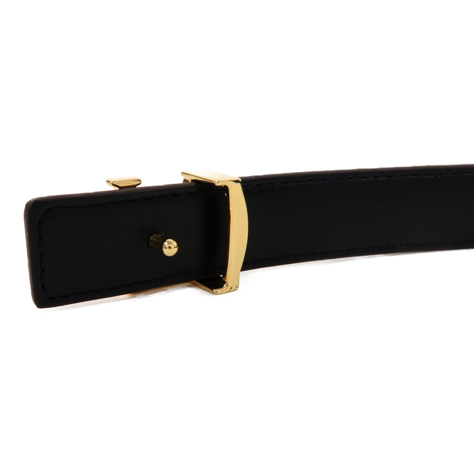 LOUIS VUITTON Monogram Belt金扣皮帶啡色